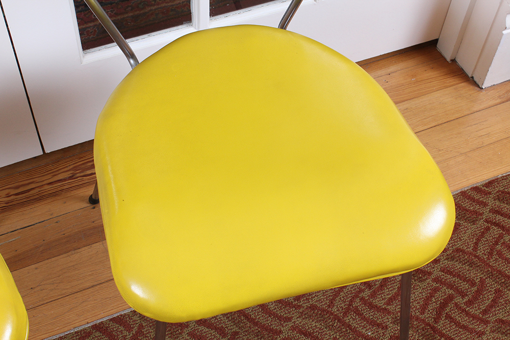 Retro 1950s Era Yellow Formica and Chrome Dining Table with Chairs