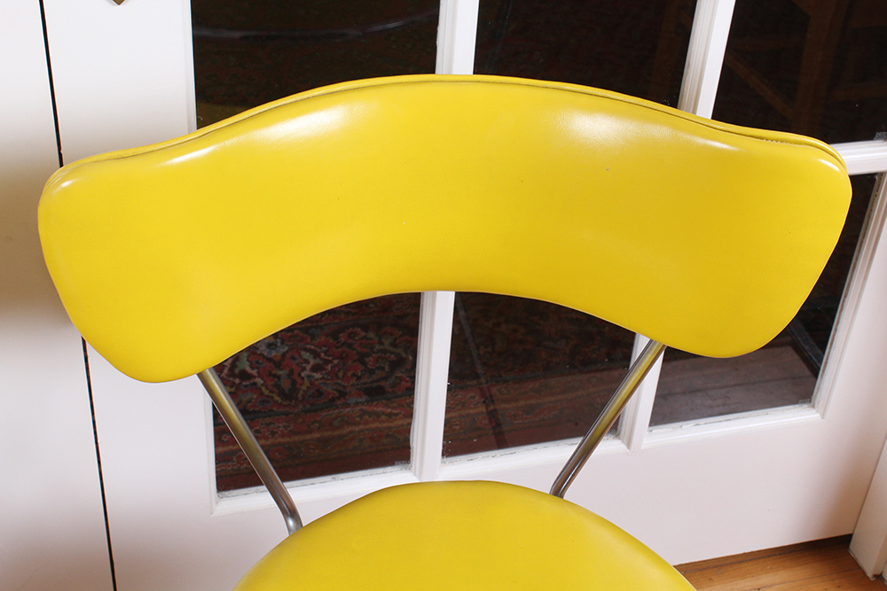Retro 1950s Era Yellow Formica and Chrome Dining Table with Chairs