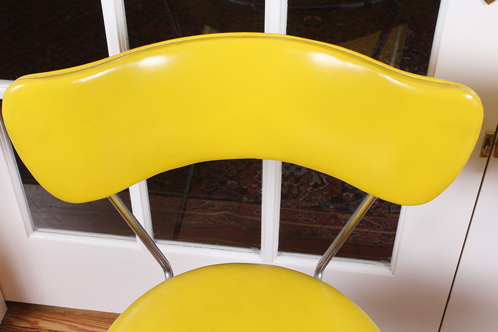 Retro 1950s Era Yellow Formica and Chrome Dining Table with Chairs