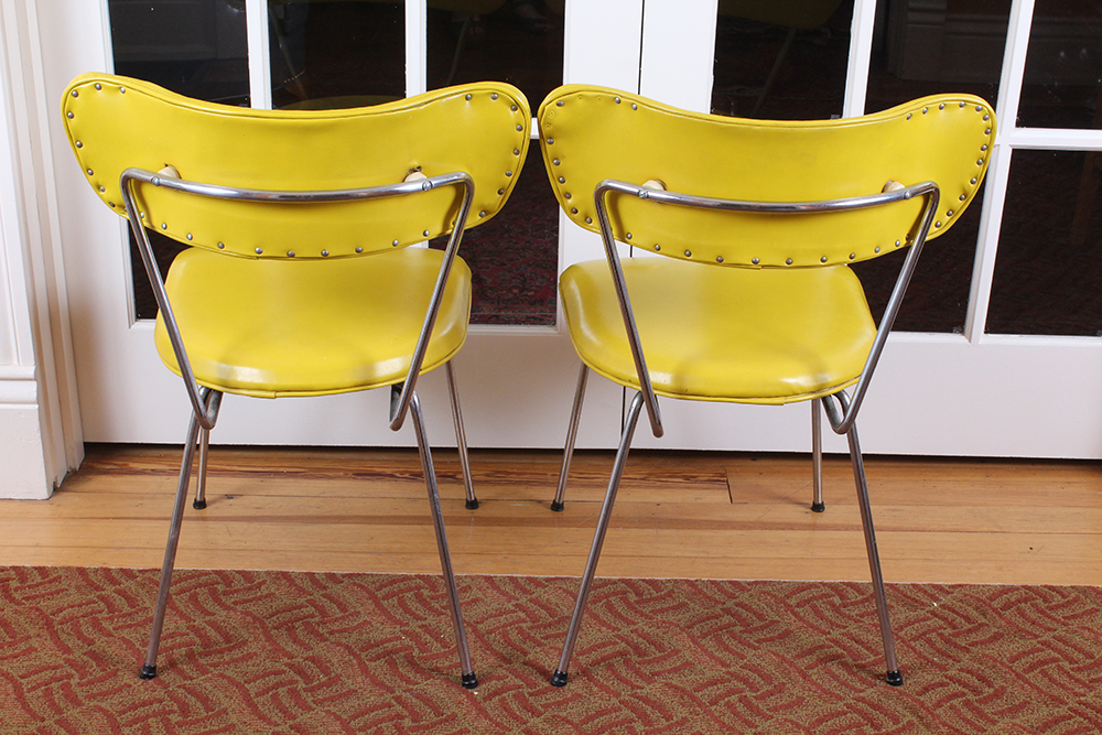 Retro 1950s Era Yellow Formica and Chrome Dining Table with Chairs