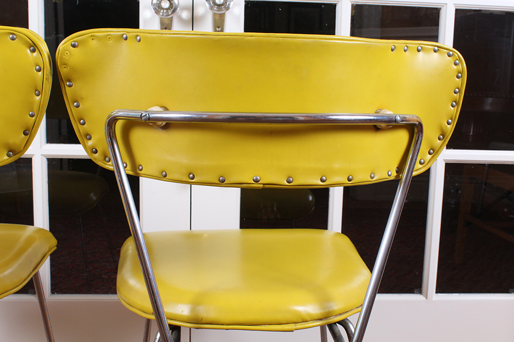 Retro 1950s Era Yellow Formica and Chrome Dining Table with Chairs