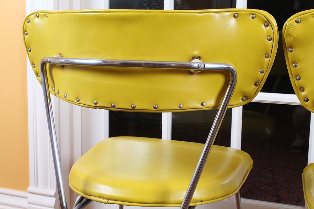 Retro 1950s Era Yellow Formica and Chrome Dining Table with Chairs