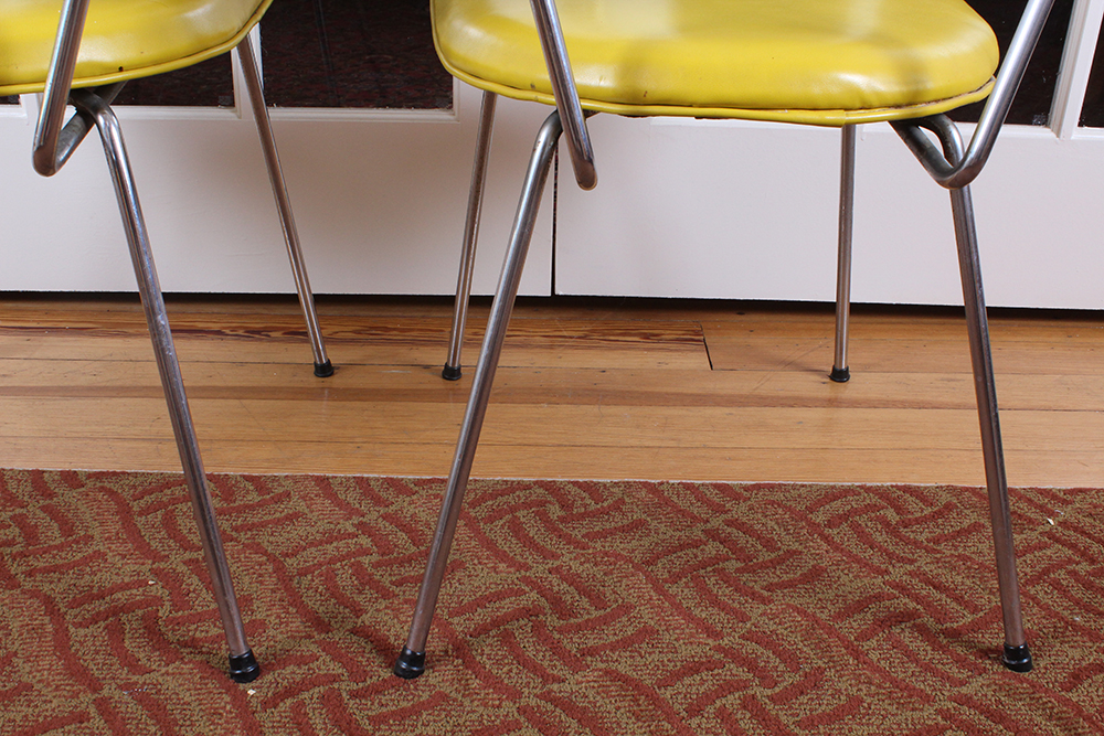 Retro 1950s Era Yellow Formica and Chrome Dining Table with Chairs
