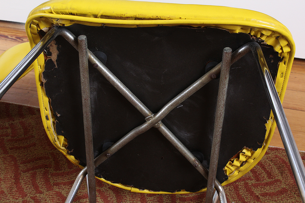 Retro 1950s Era Yellow Formica and Chrome Dining Table with Chairs
