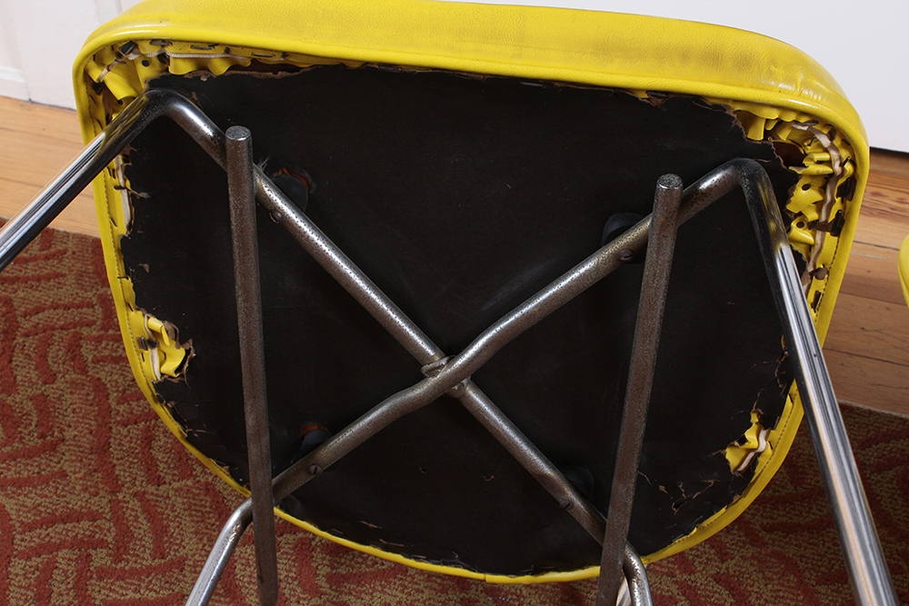 Retro 1950s Era Yellow Formica and Chrome Dining Table with Chairs