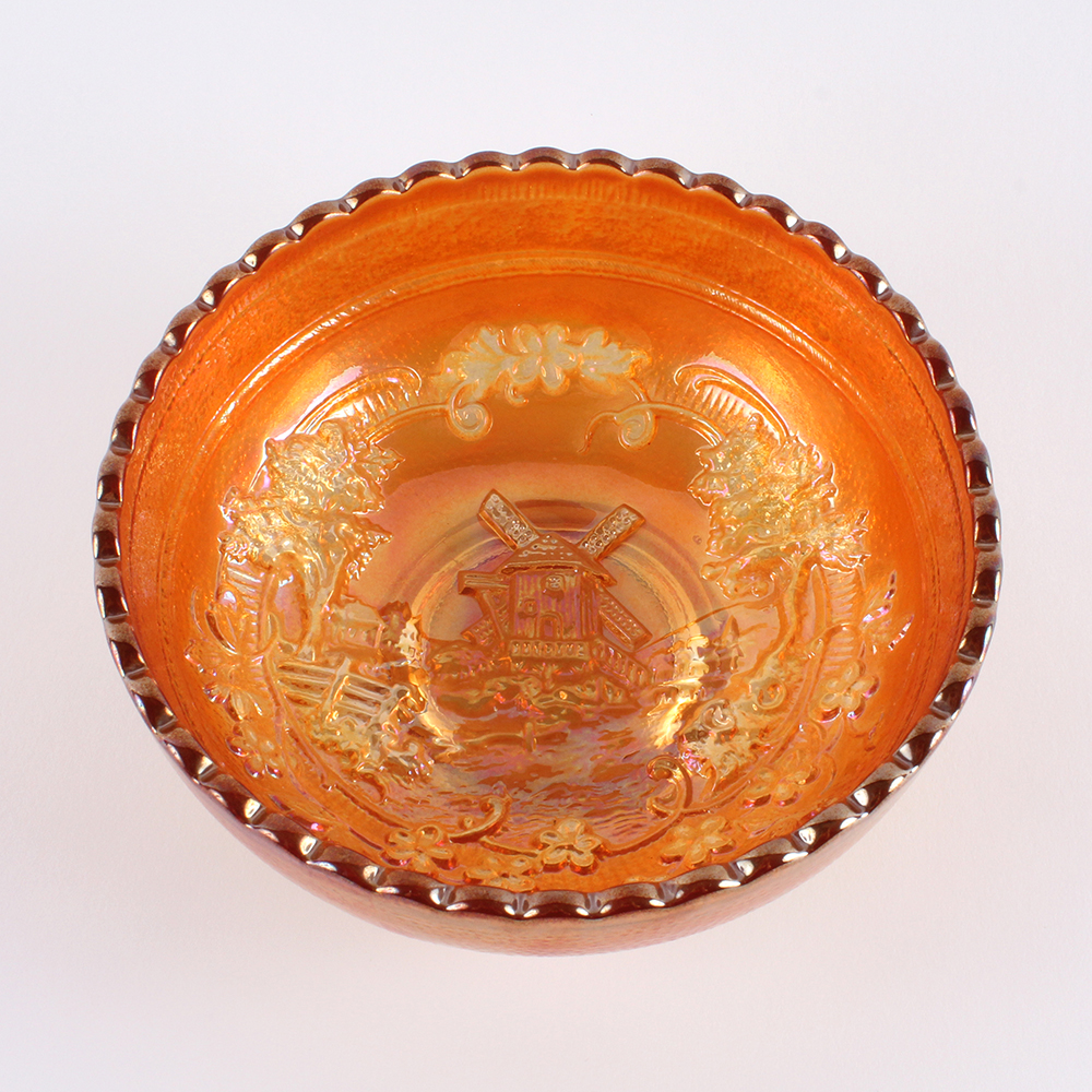 Imperial Marigold Windmill Carnival Glass Bowl Circa 1950