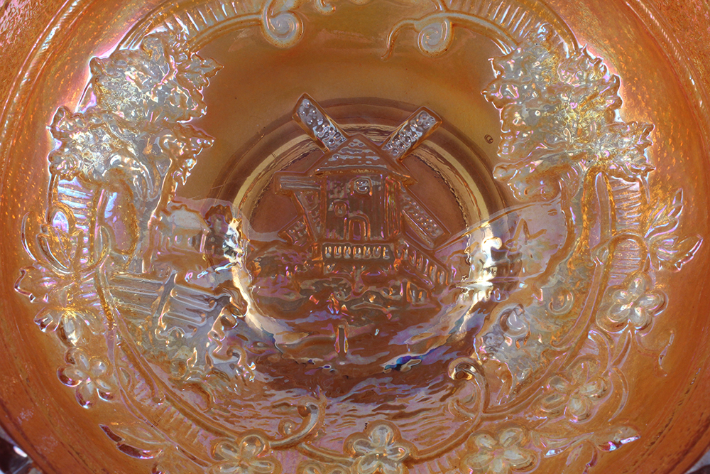 Imperial Marigold Windmill Carnival Glass Bowl Circa 1950