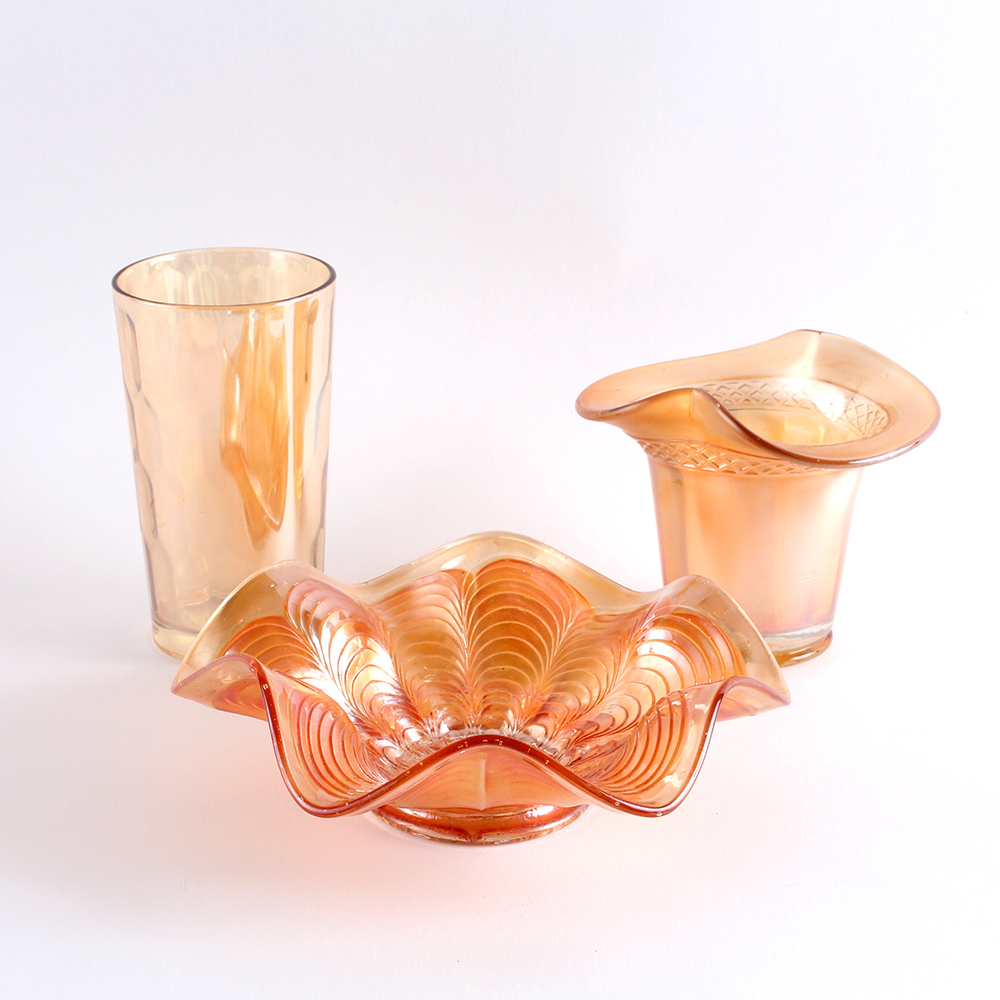 Honey Amber Carnival Glass