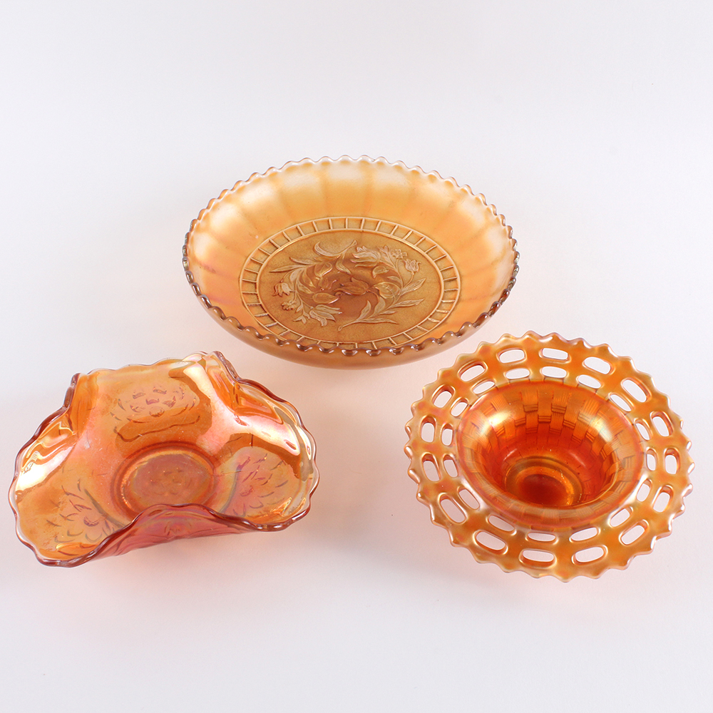 Marigold Carnival Glass Decor
