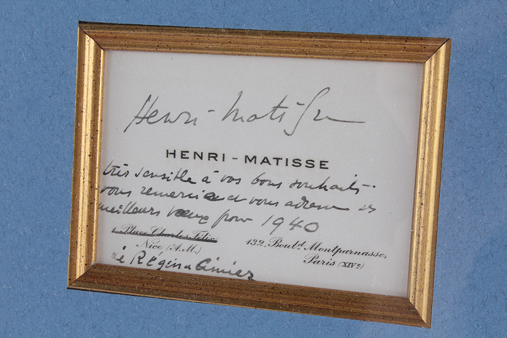 Henri Matisse Hand Signed Thank You Card