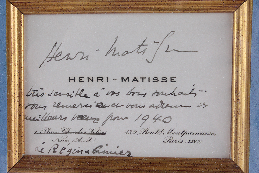 Henri Matisse Hand Signed Thank You Card