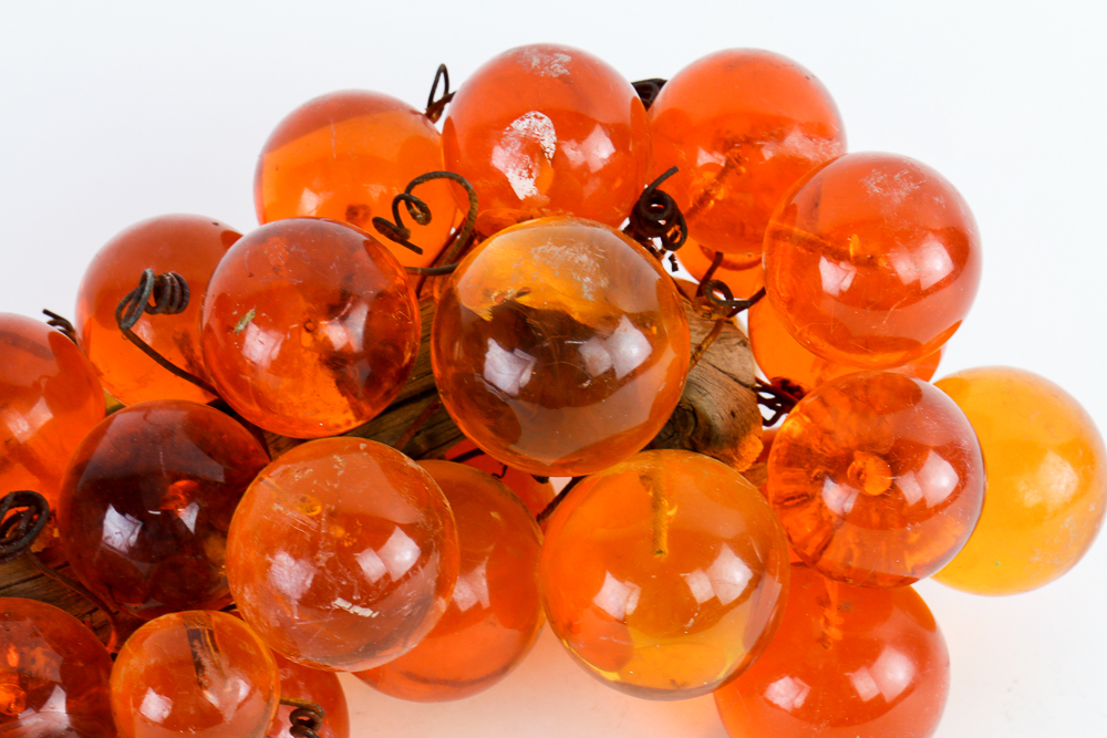 Vintage Orange Acrylic Grapes on Wood