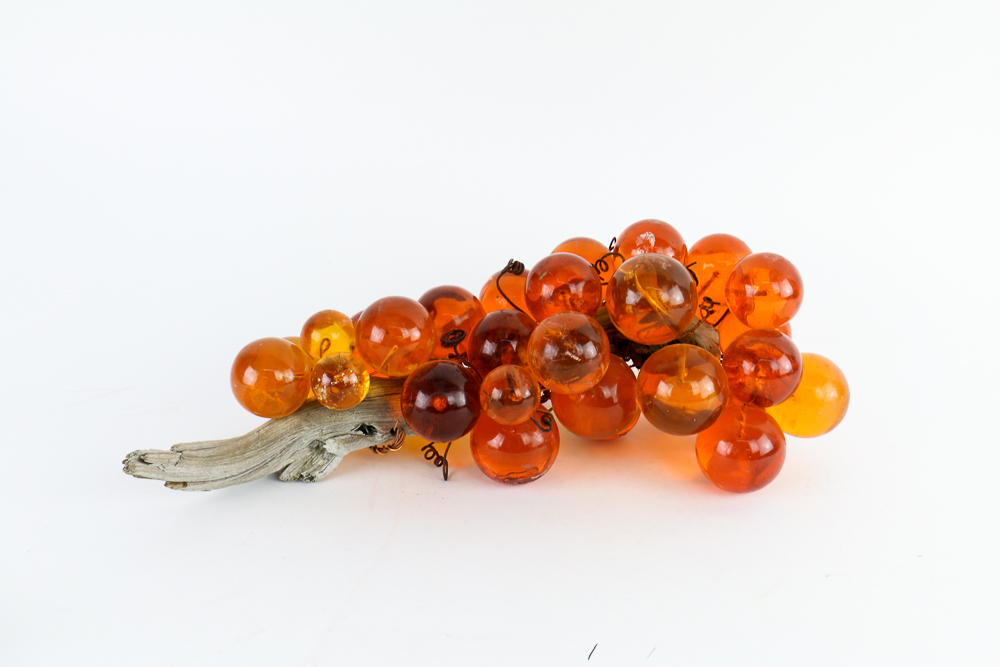 Vintage Orange Acrylic Grapes on Wood