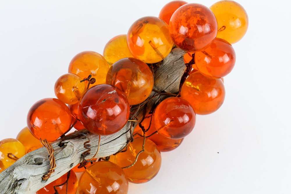 Vintage Orange Acrylic Grapes on Wood
