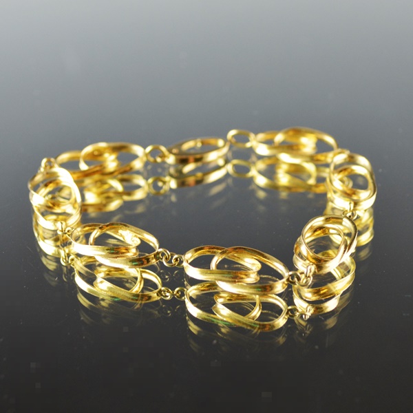 18K Yellow Gold Double Oval Link Bracelet