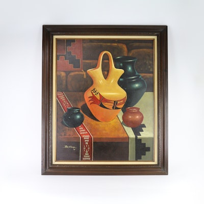 Framed and Signed Oil on Canvas of a Southwstern-Themed Still Life by Peter K Williams Framed and Signed Oil on Canvas of a Southwstern-Themed Still Life by Peter K Williams