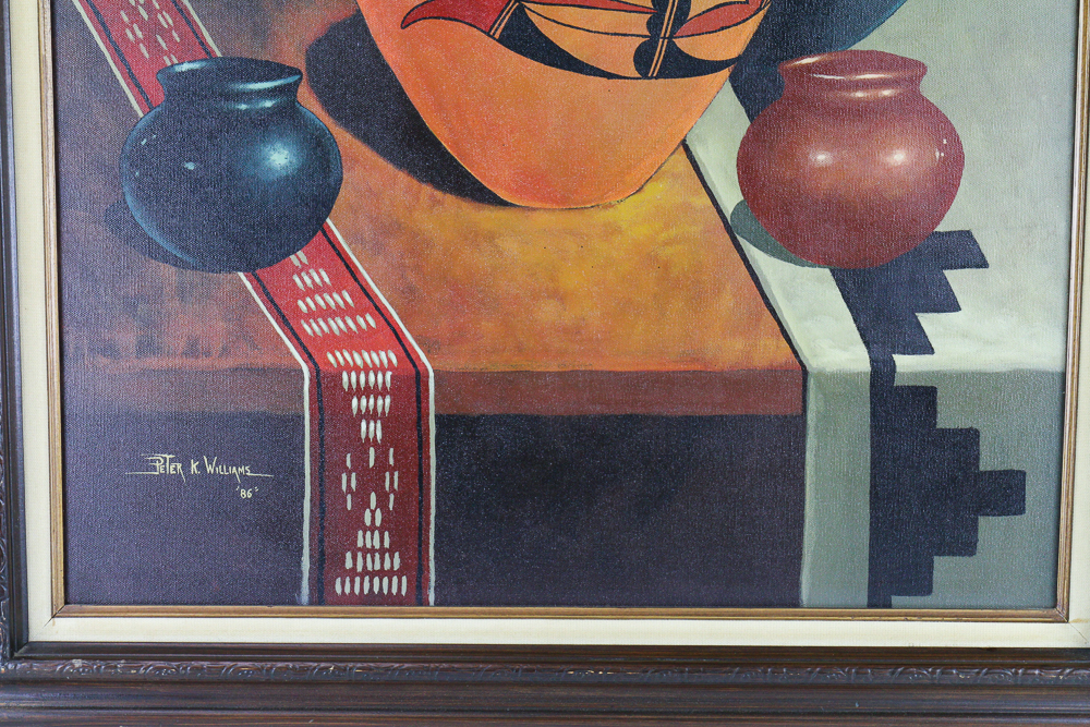 Framed and Signed Oil on Canvas of a Southwstern-Themed Still Life by Peter K Williams