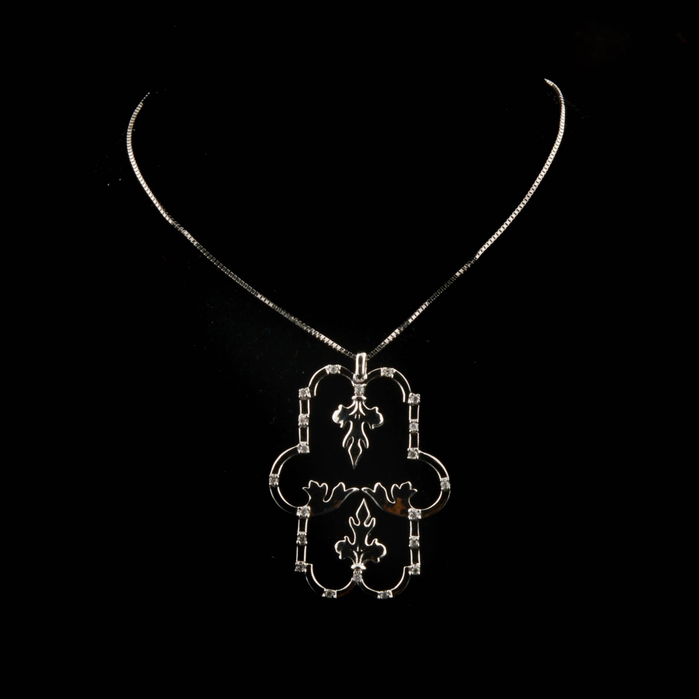 14K White Gold and Diamond Pendant