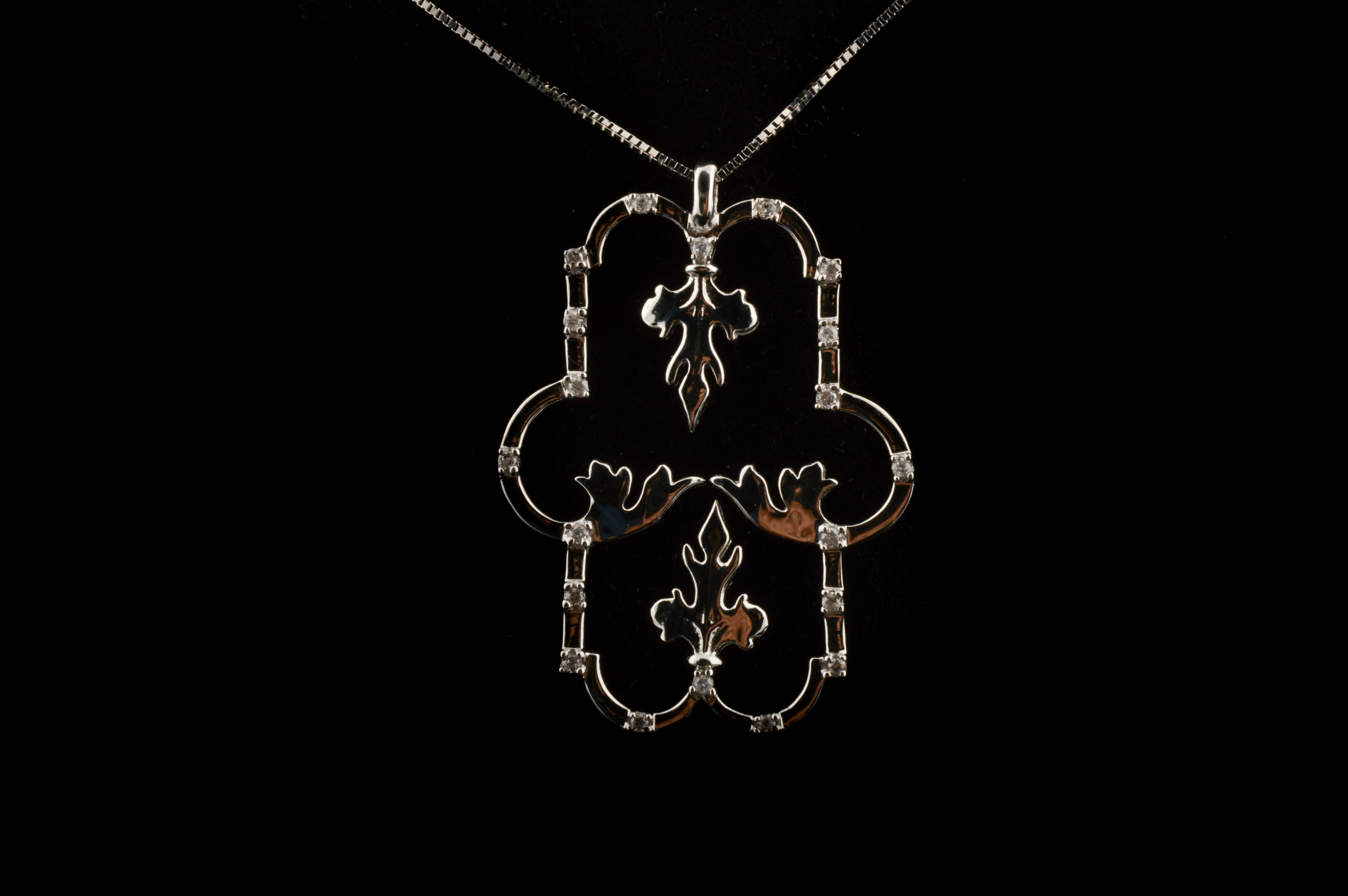 14K White Gold and Diamond Pendant