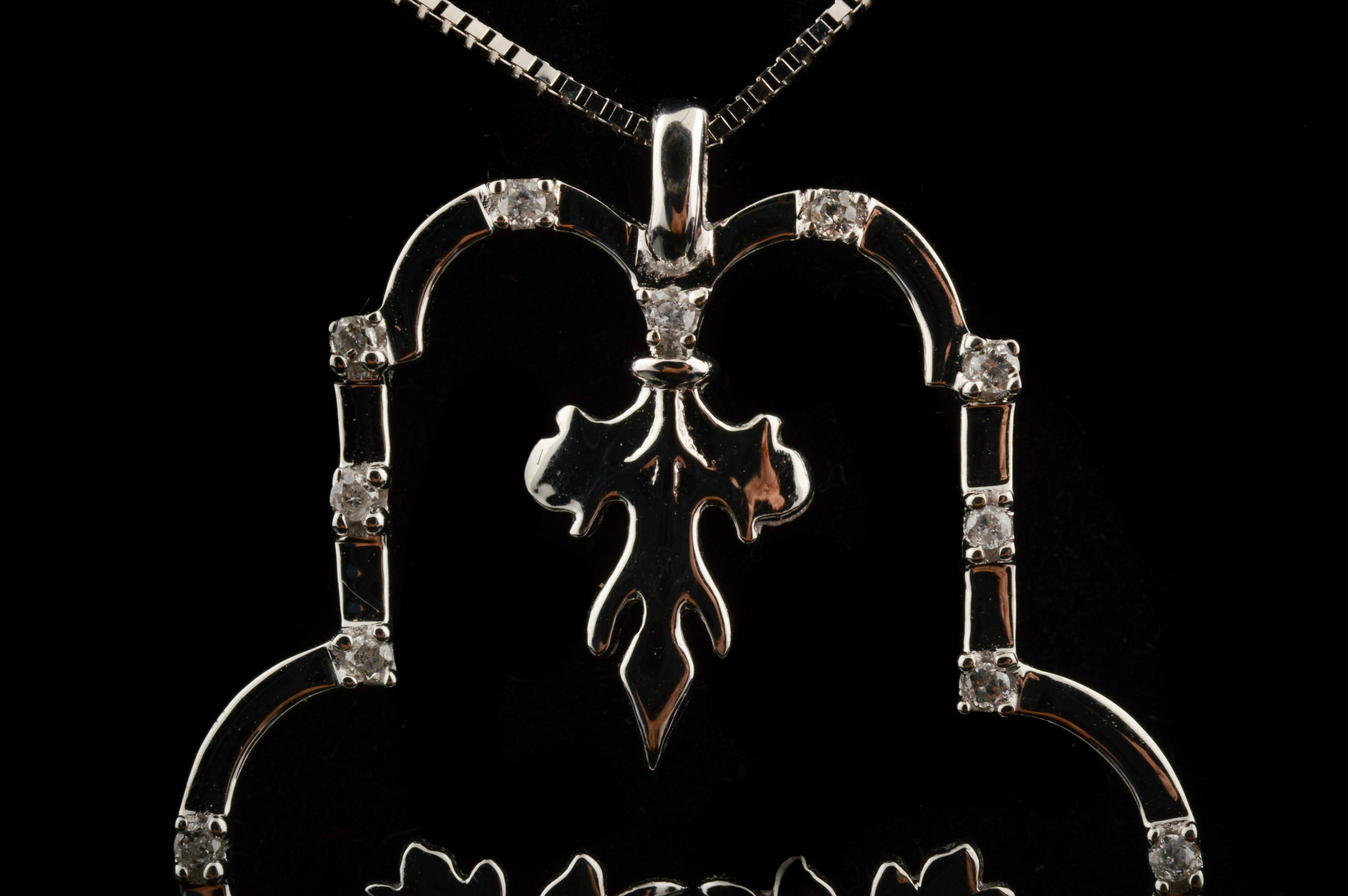 14K White Gold and Diamond Pendant