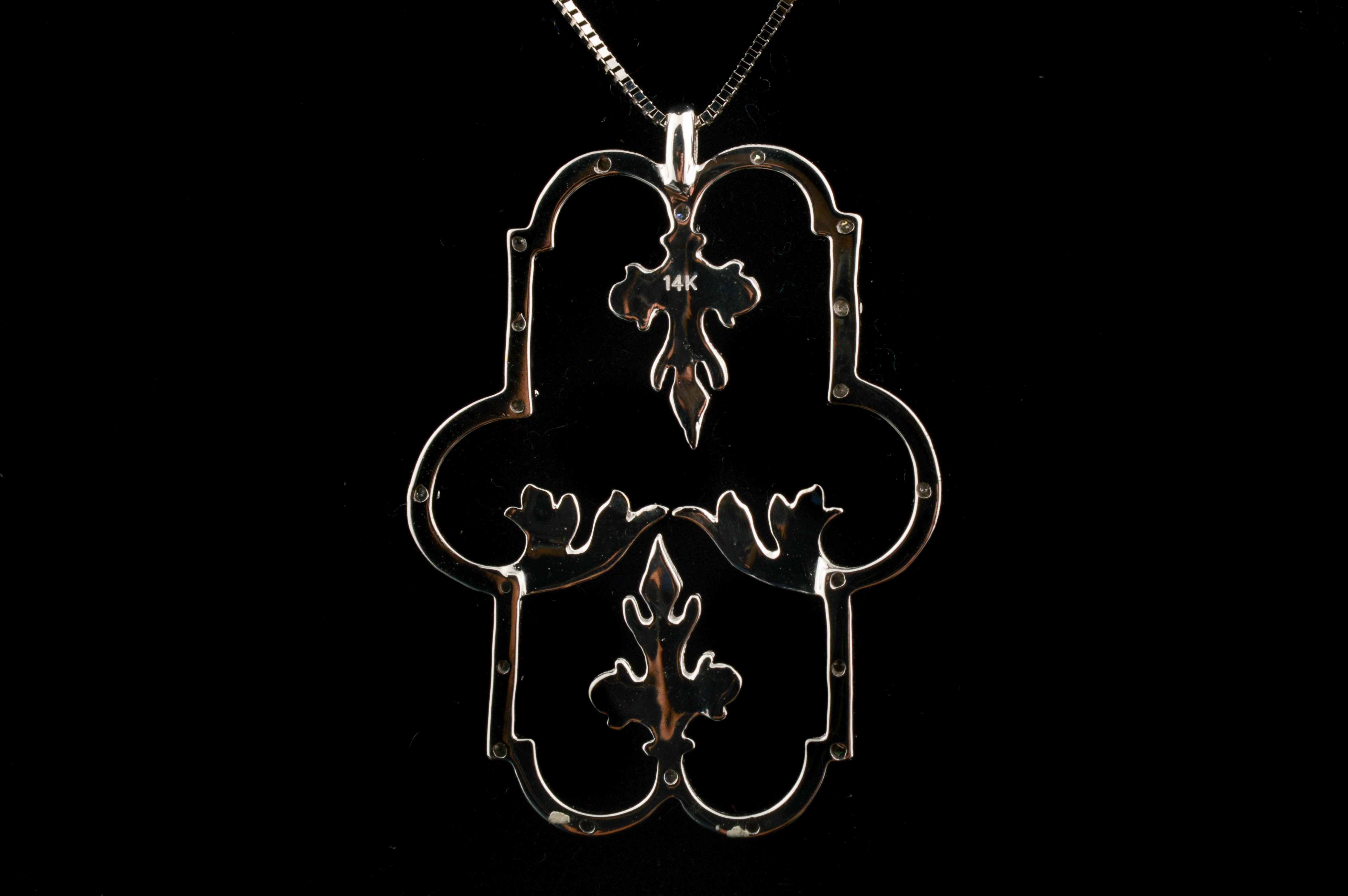 14K White Gold and Diamond Pendant