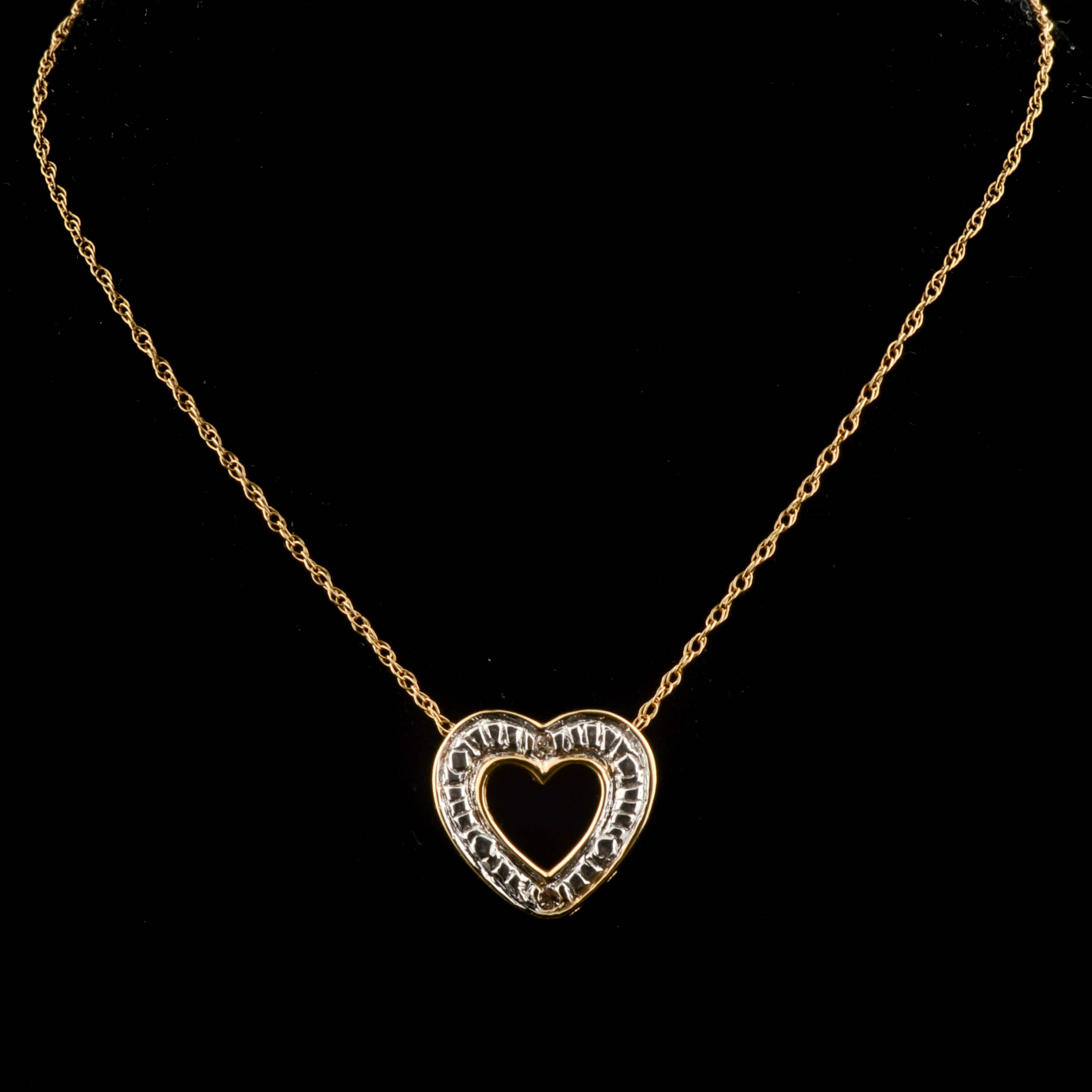 10K Yellow Gold and Diamond Heart Pendant
