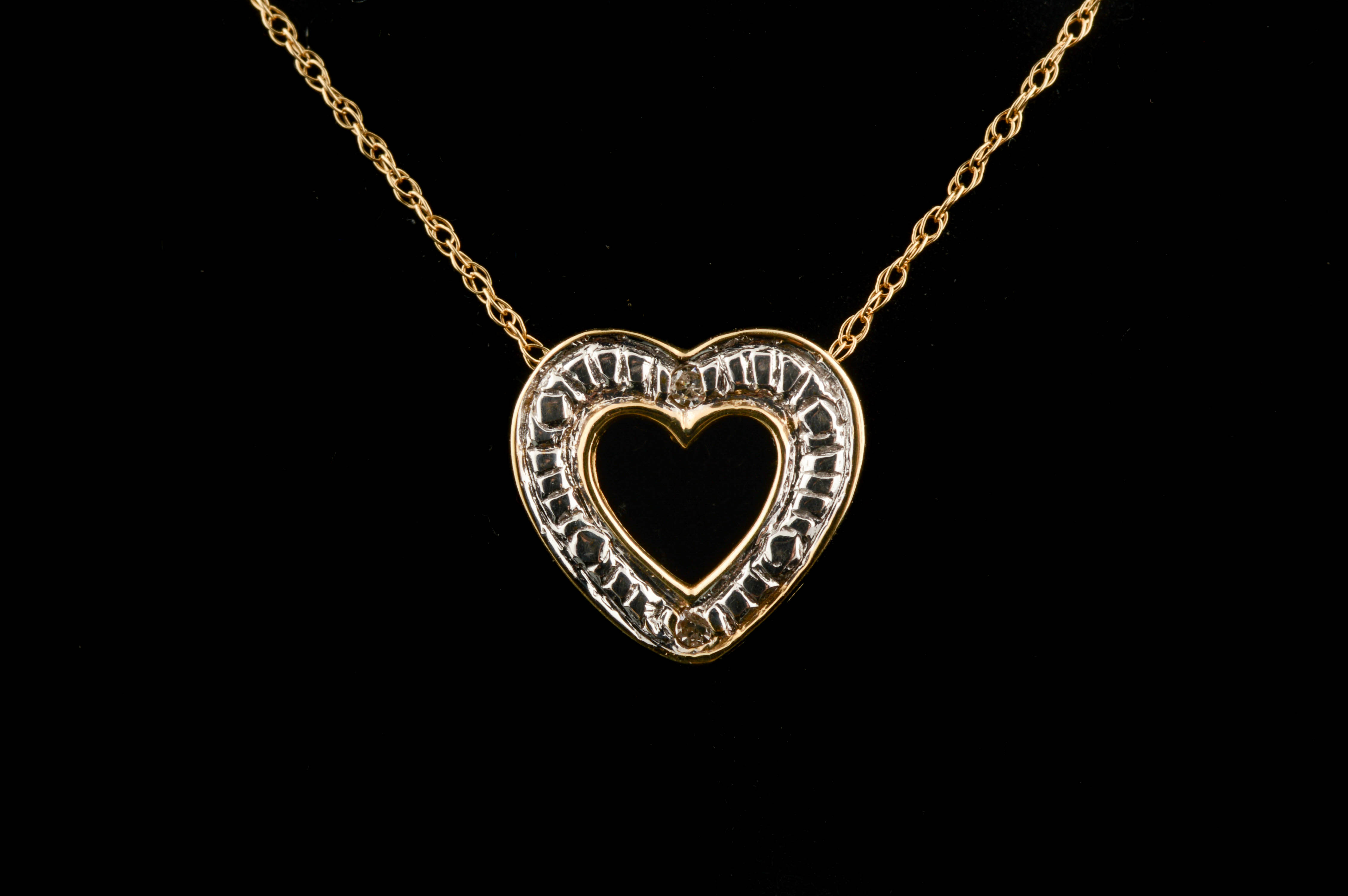 10K Yellow Gold and Diamond Heart Pendant