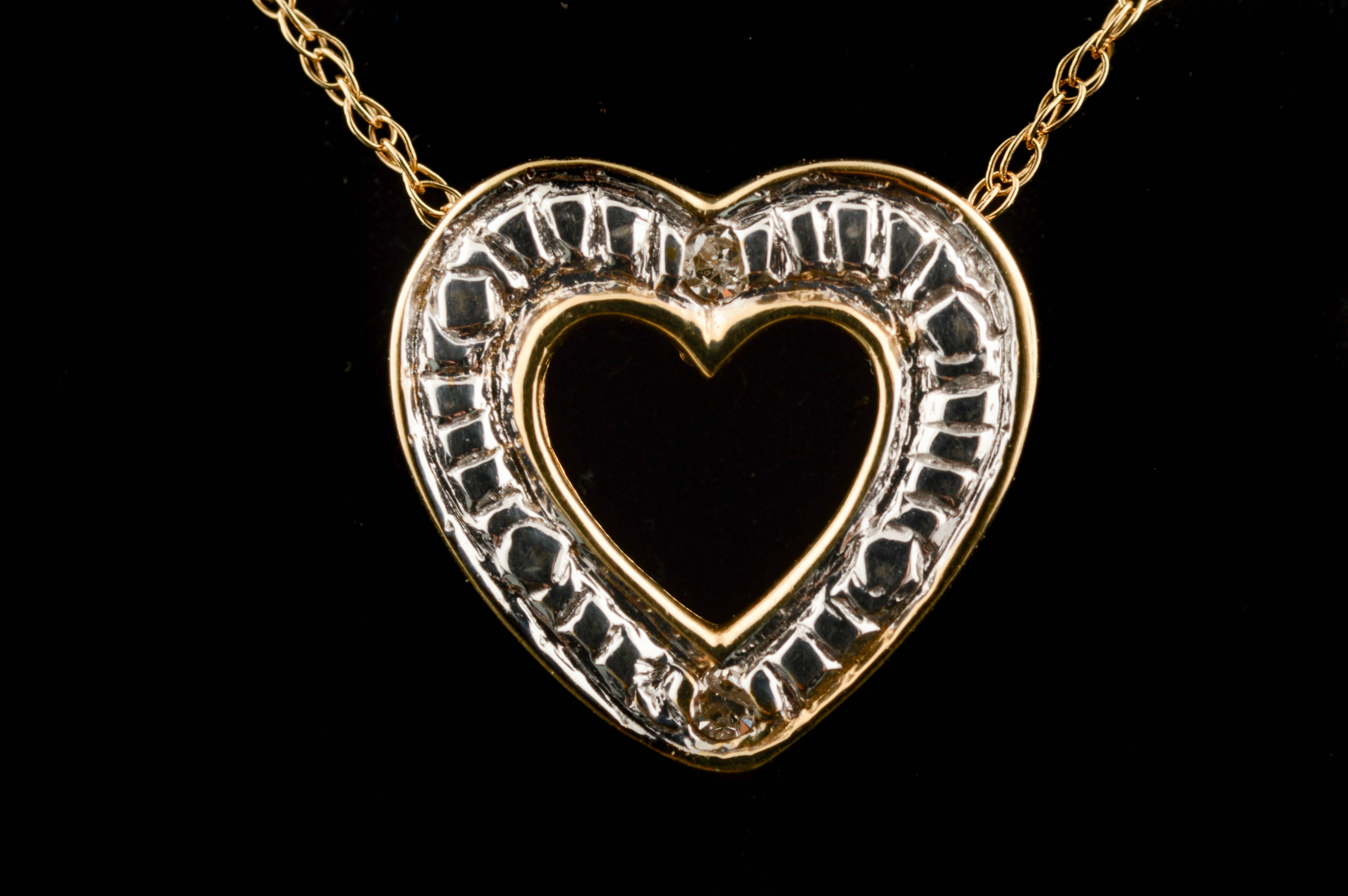 10K Yellow Gold and Diamond Heart Pendant