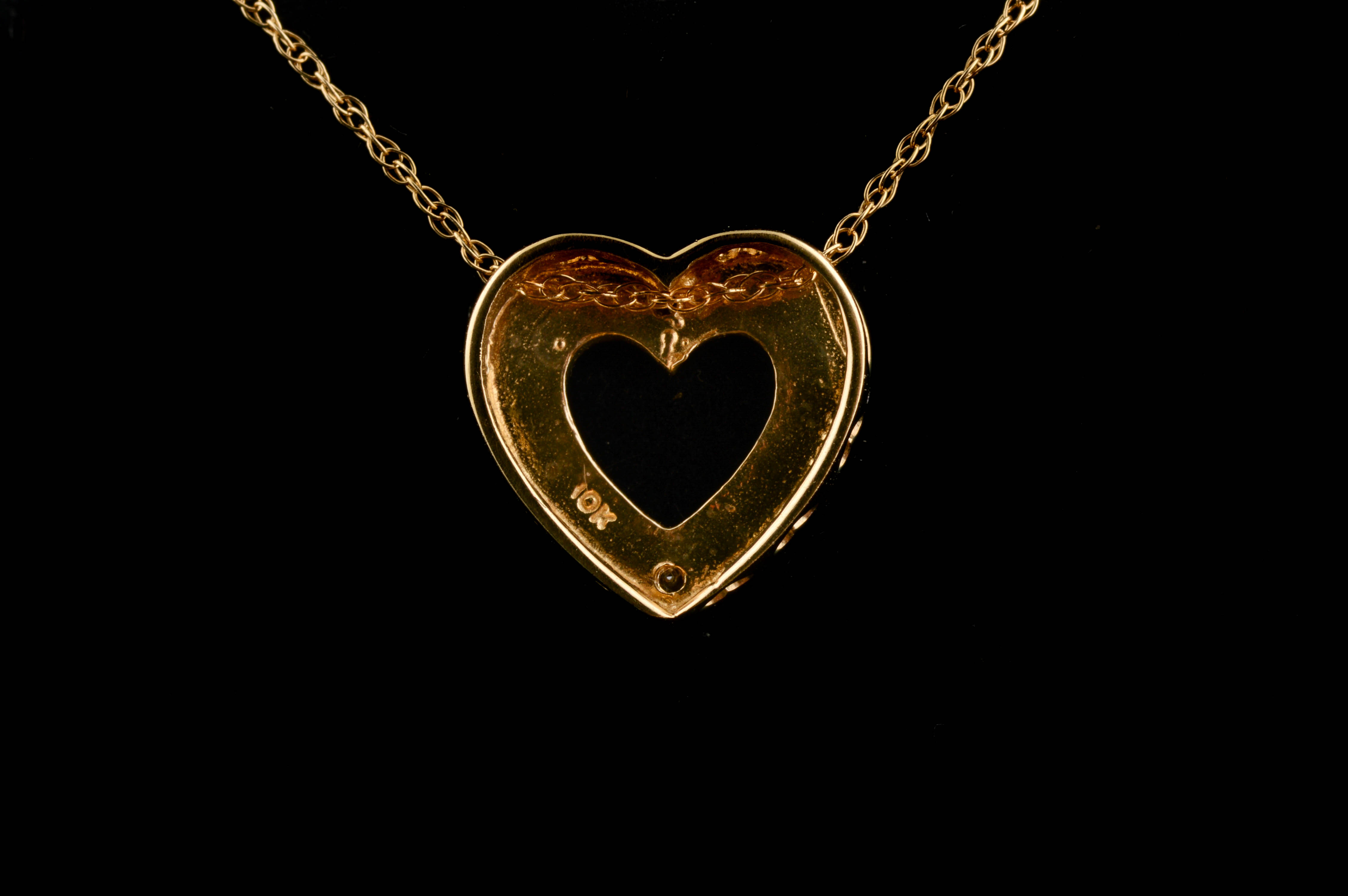10K Yellow Gold and Diamond Heart Pendant