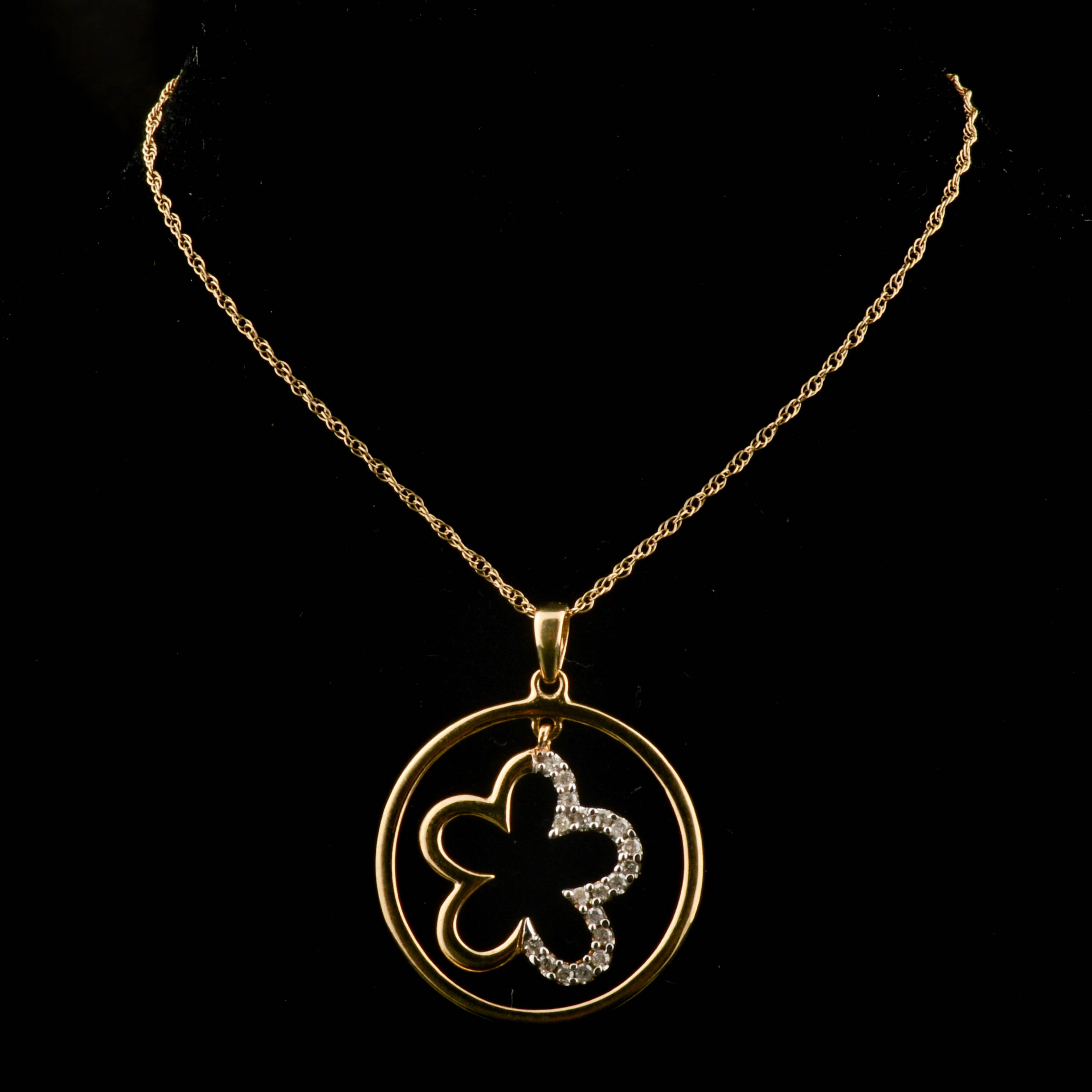 10K Yellow Gold and Diamond Pendant