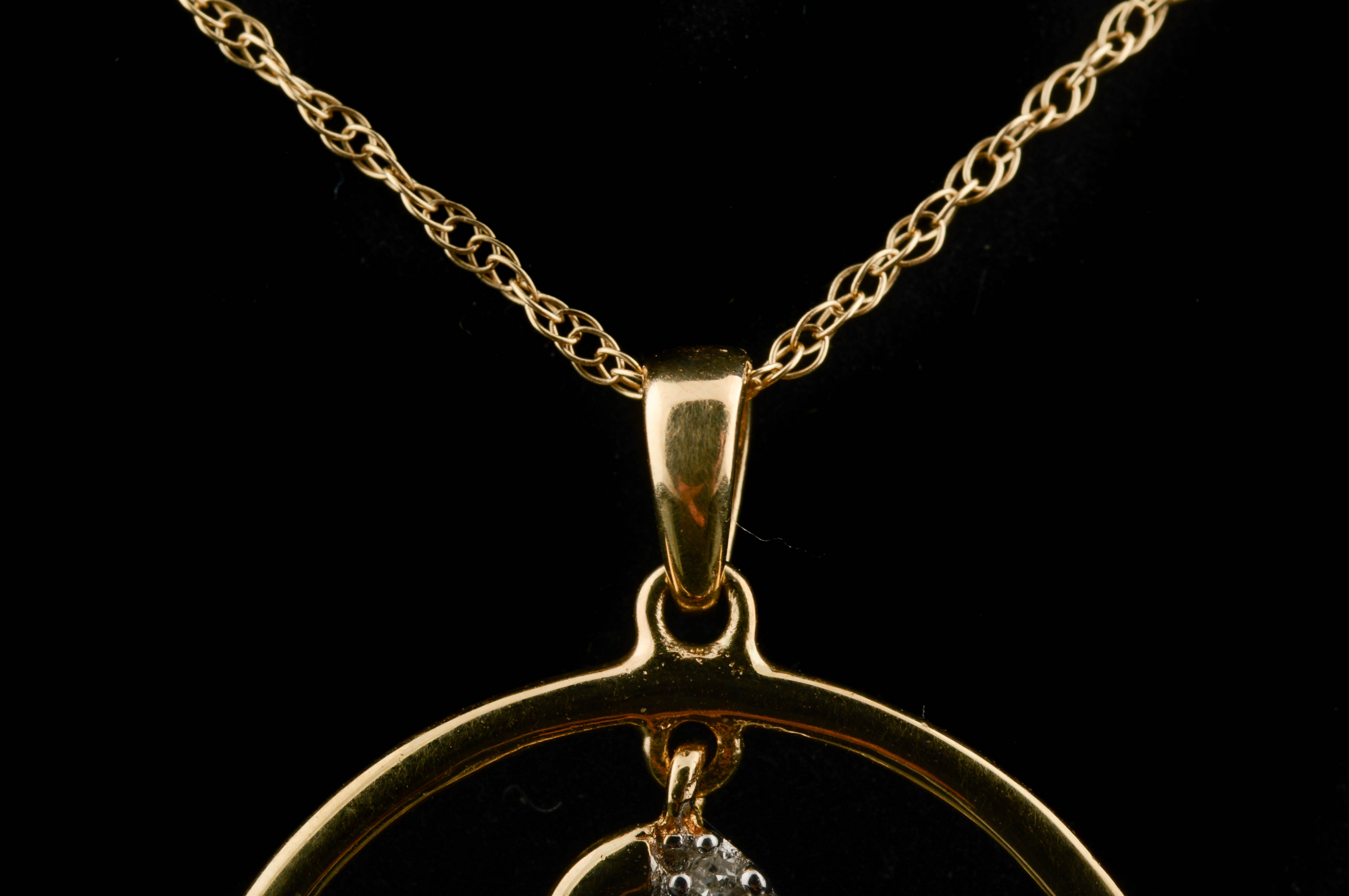 10K Yellow Gold and Diamond Pendant