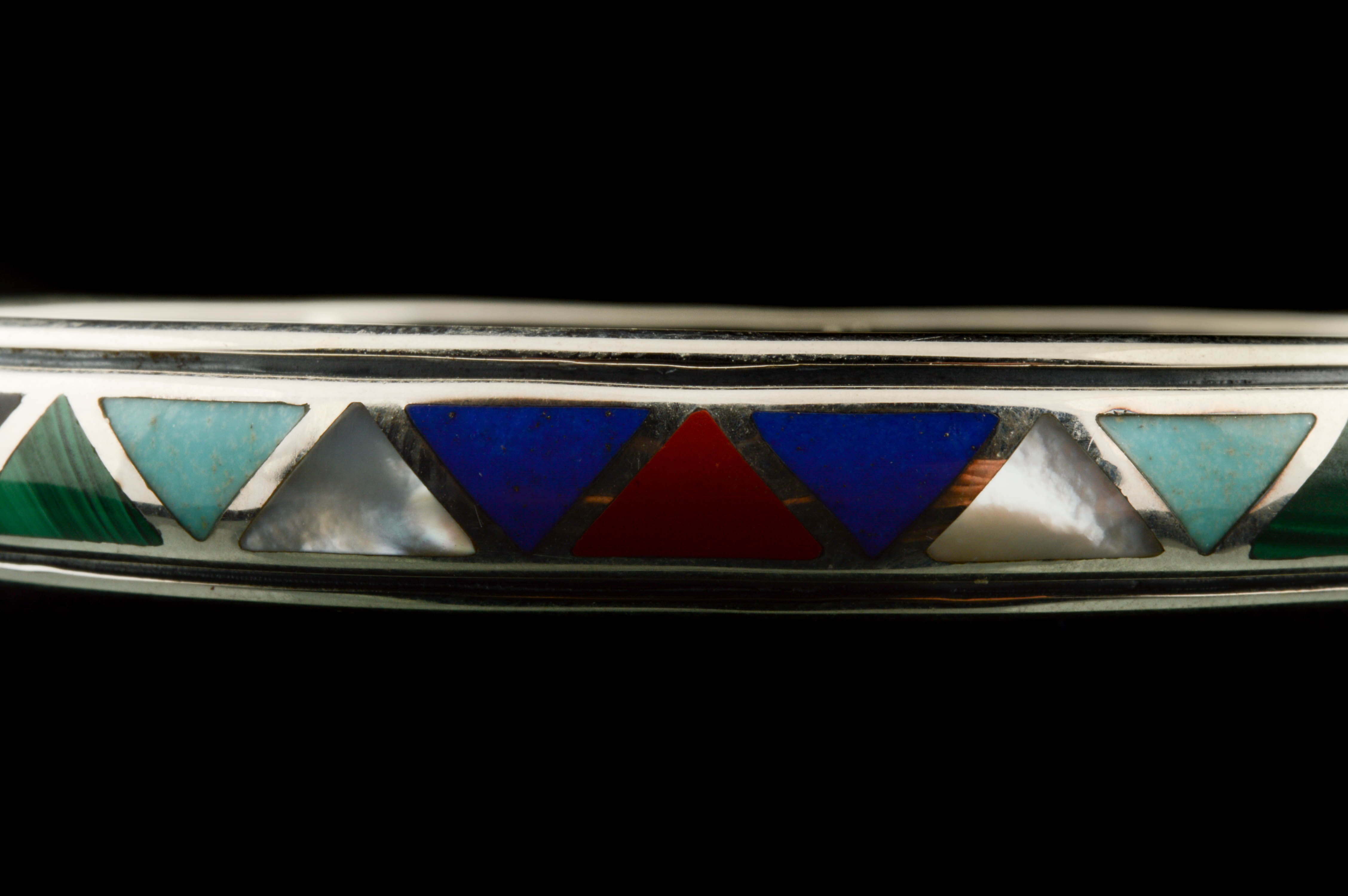 Asch Grossbardt Sterling Silver, 18K Yellow Gold and Gemstones Bangle