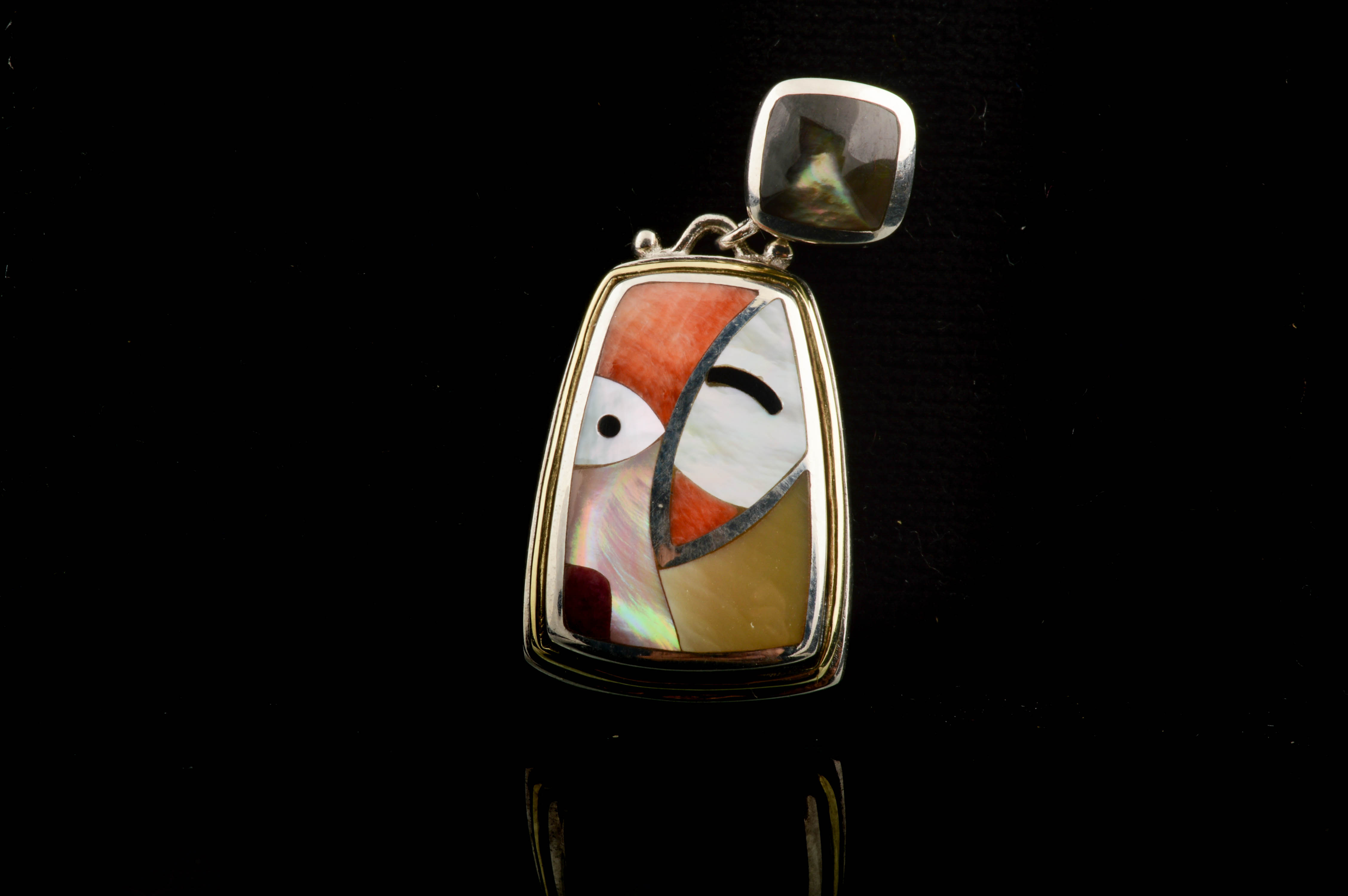 Asch Grossbardt Sterling Silver, 18K Yellow Gold Semi-Precious Gem Stone Pendant