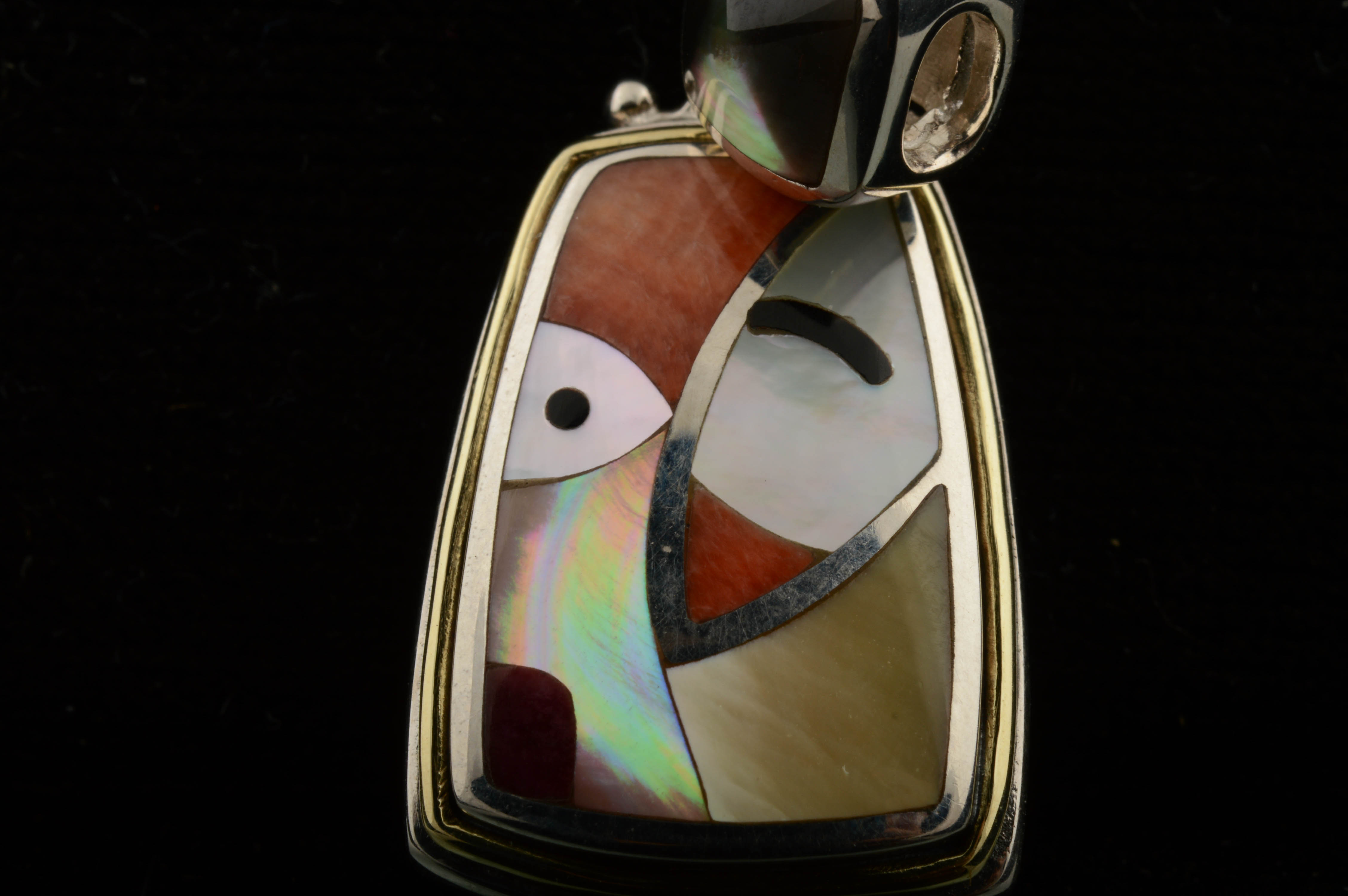 Asch Grossbardt Sterling Silver, 18K Yellow Gold Semi-Precious Gem Stone Pendant