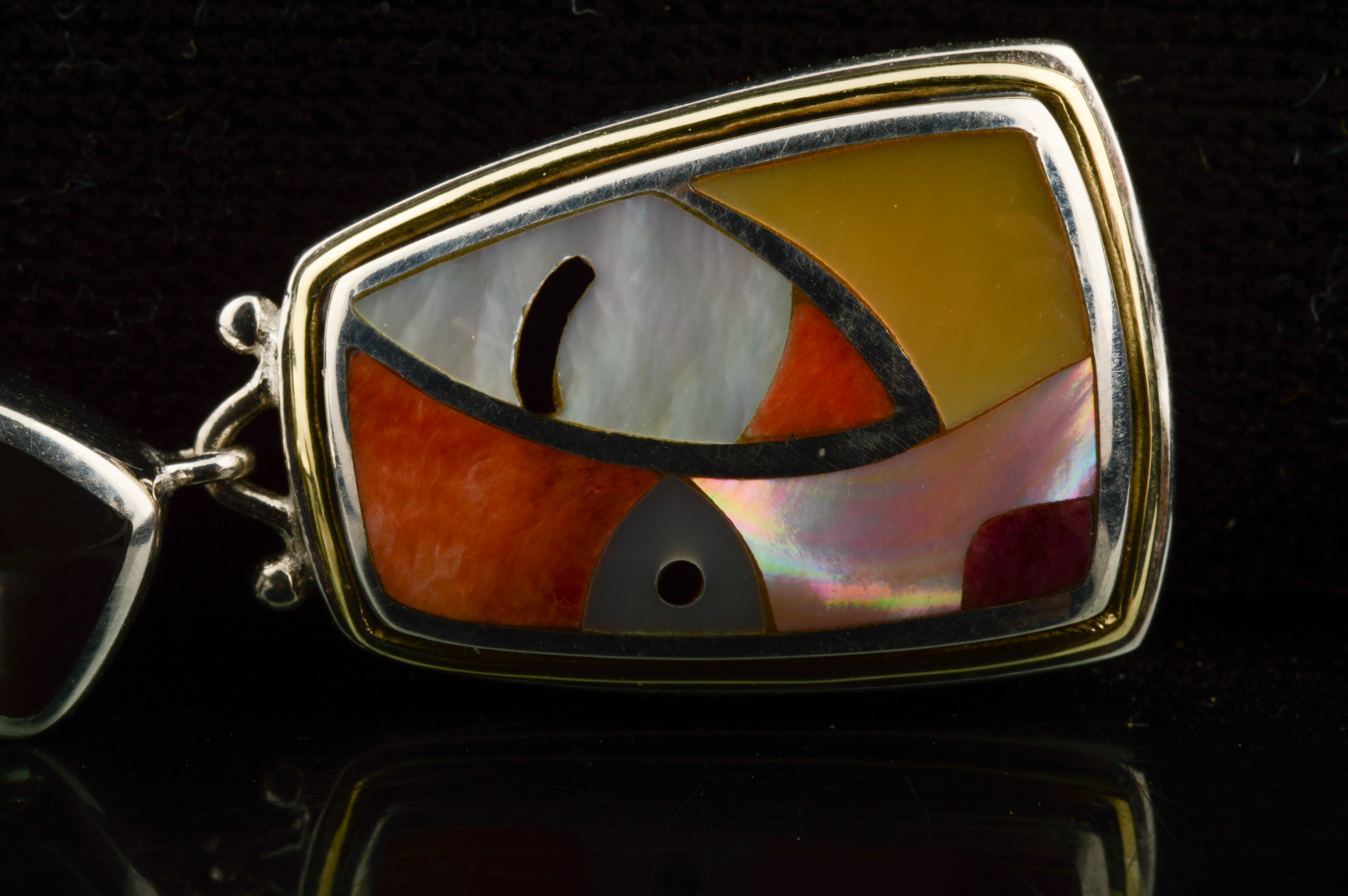 Asch Grossbardt Sterling Silver, 18K Yellow Gold Semi-Precious Gem Stone Pendant