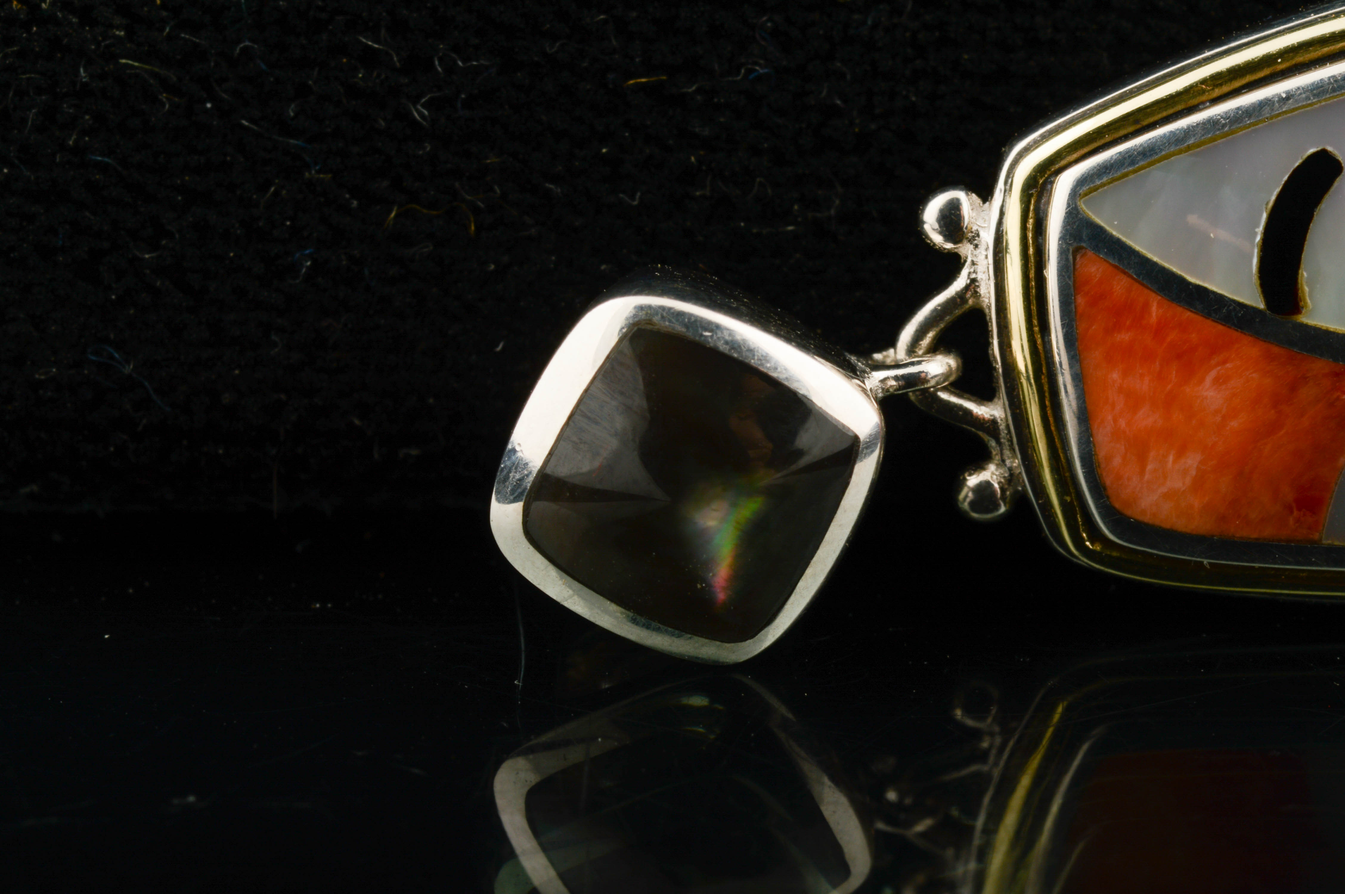 Asch Grossbardt Sterling Silver, 18K Yellow Gold Semi-Precious Gem Stone Pendant