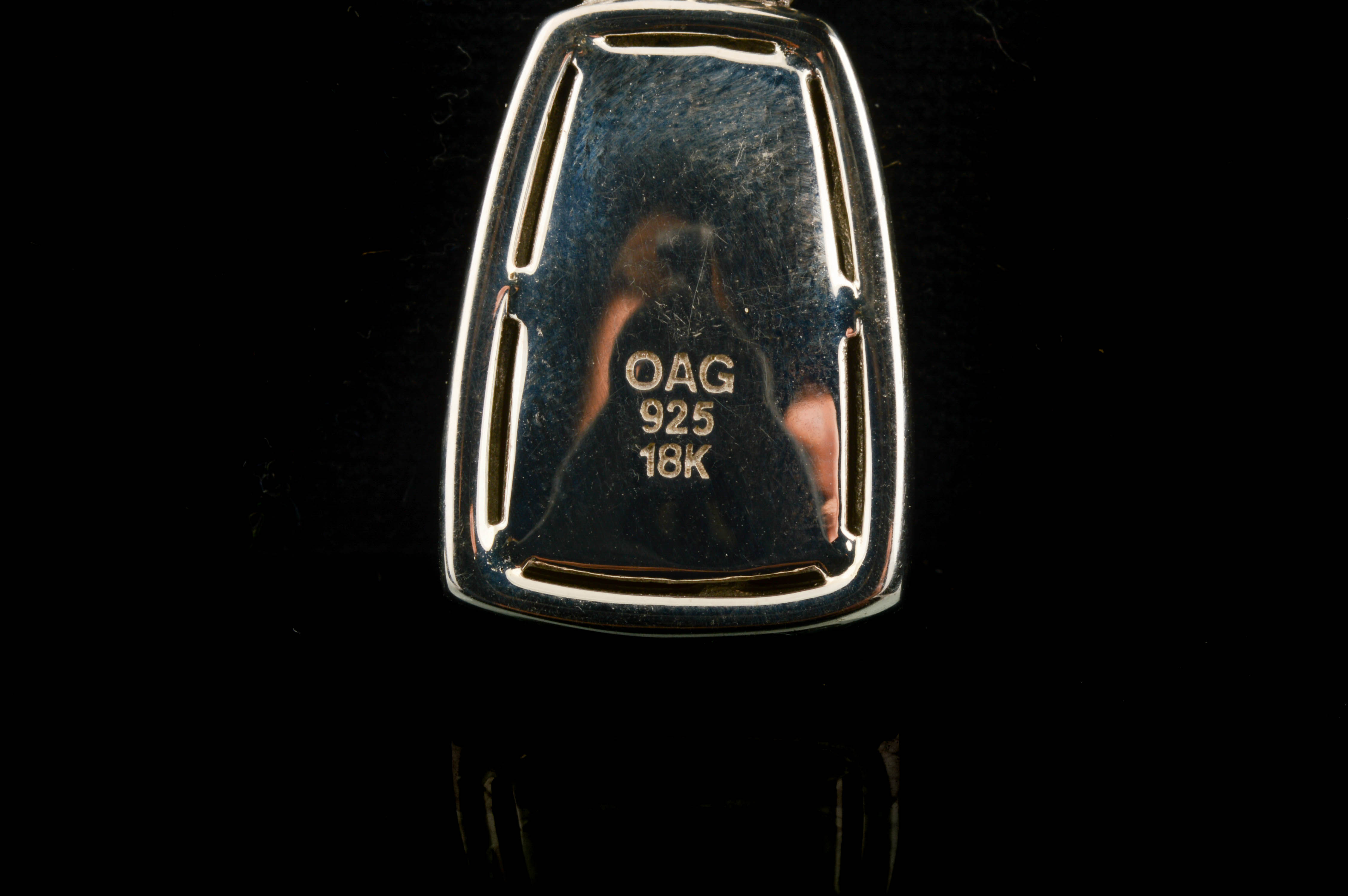 Asch Grossbardt Sterling Silver, 18K Yellow Gold Semi-Precious Gem Stone Pendant