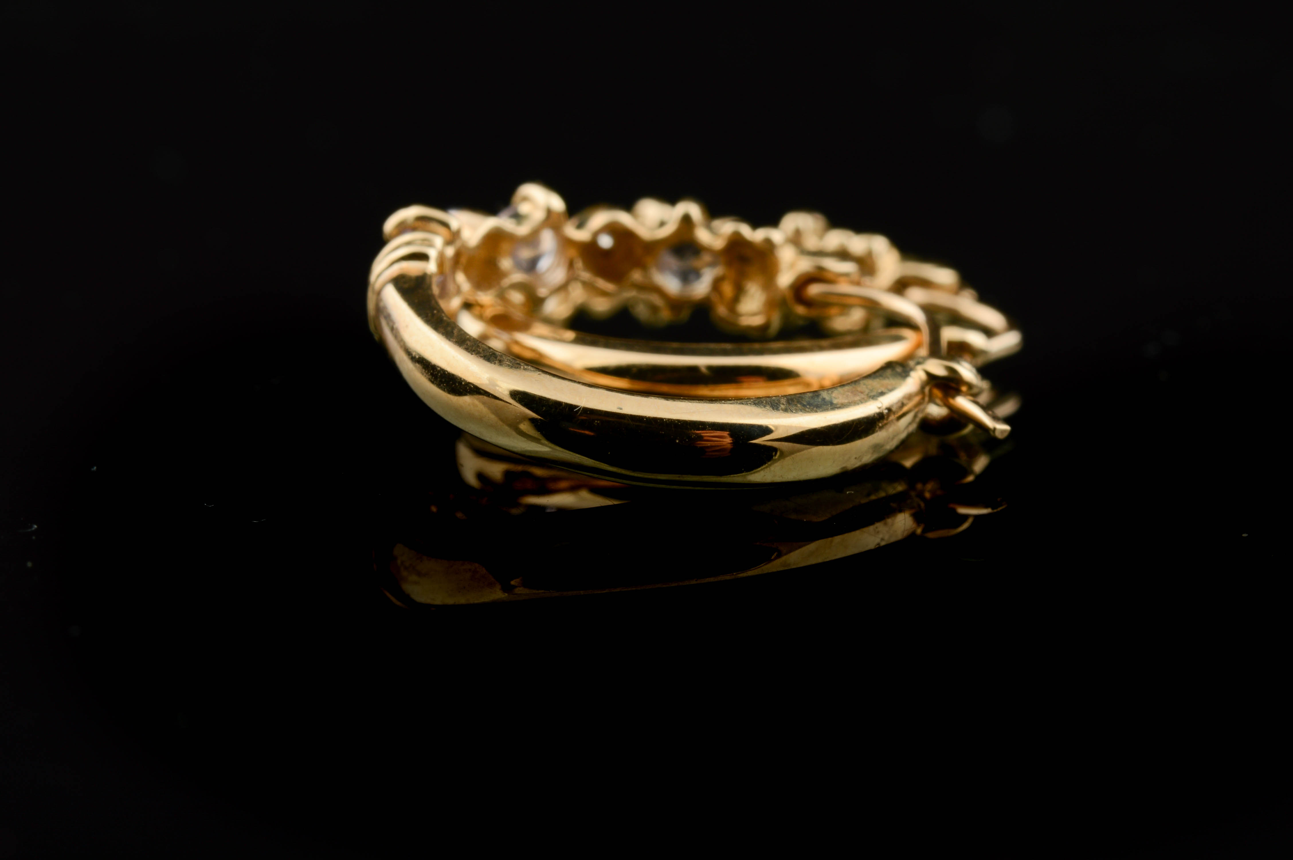 14K Yellow Gold Diamond and Tanzanite Hoop Earrings