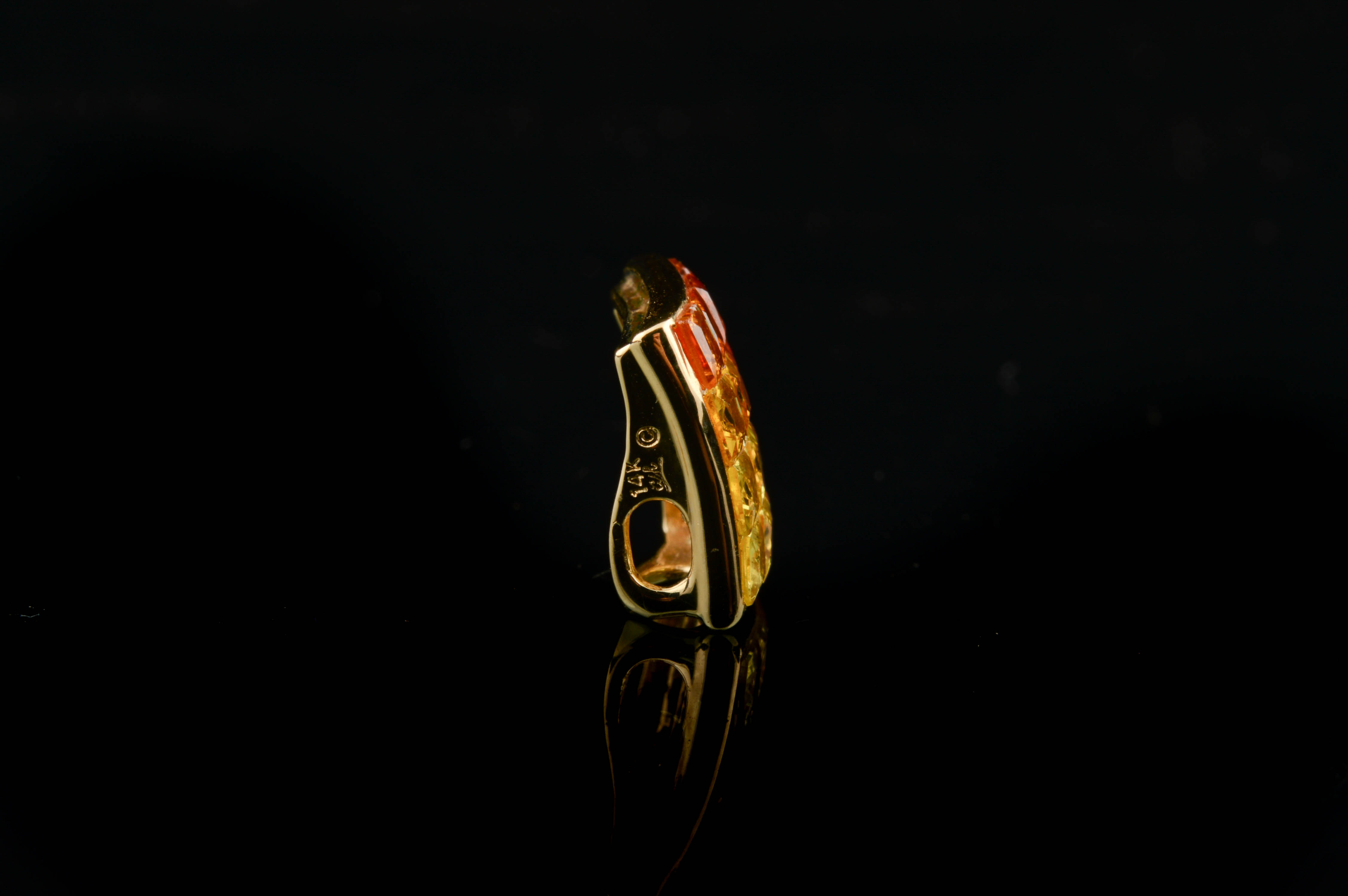 14K Yellow Gold and Multi-Colored Sapphire Pendant