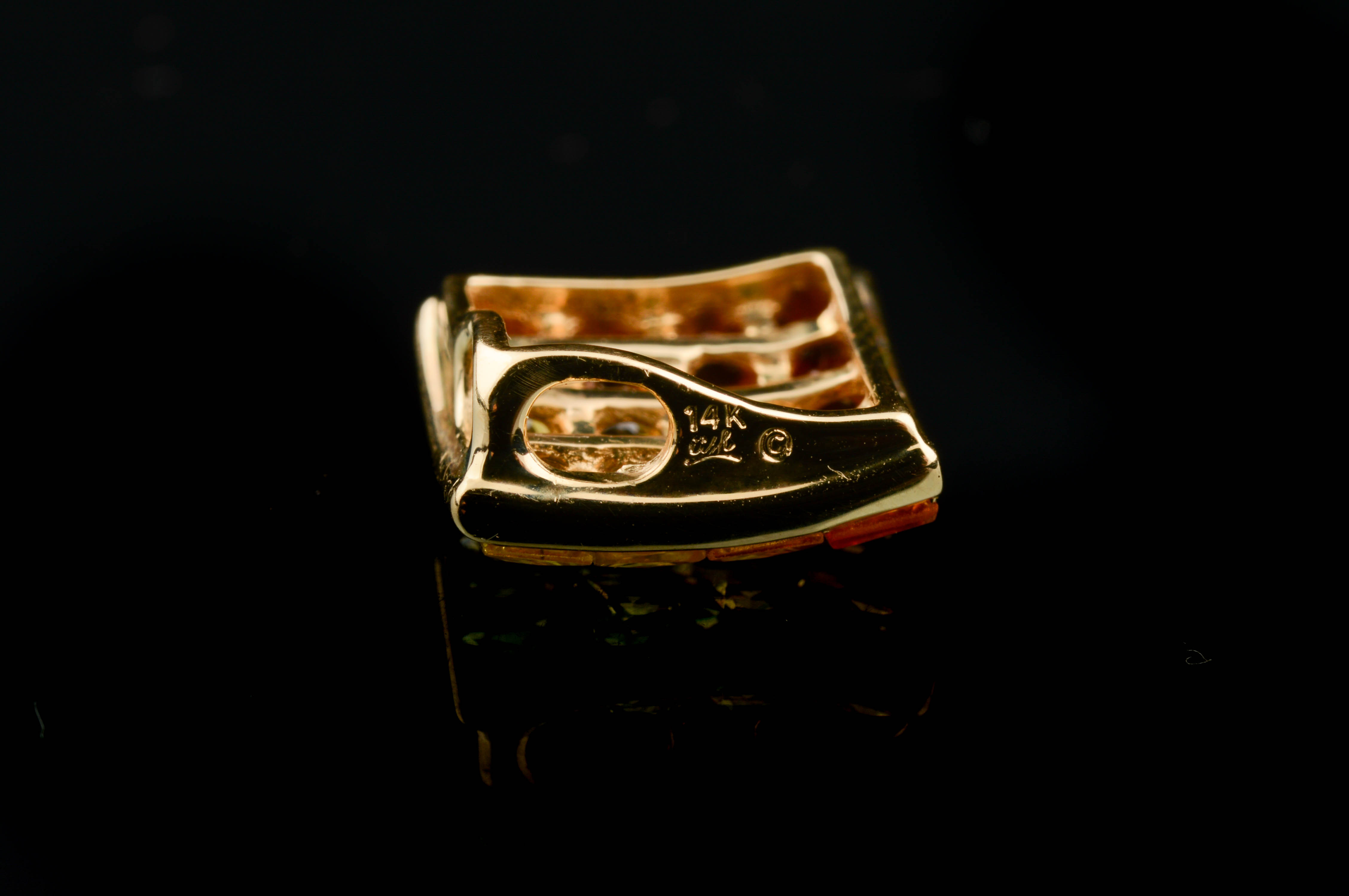 14K Yellow Gold and Multi-Colored Sapphire Pendant