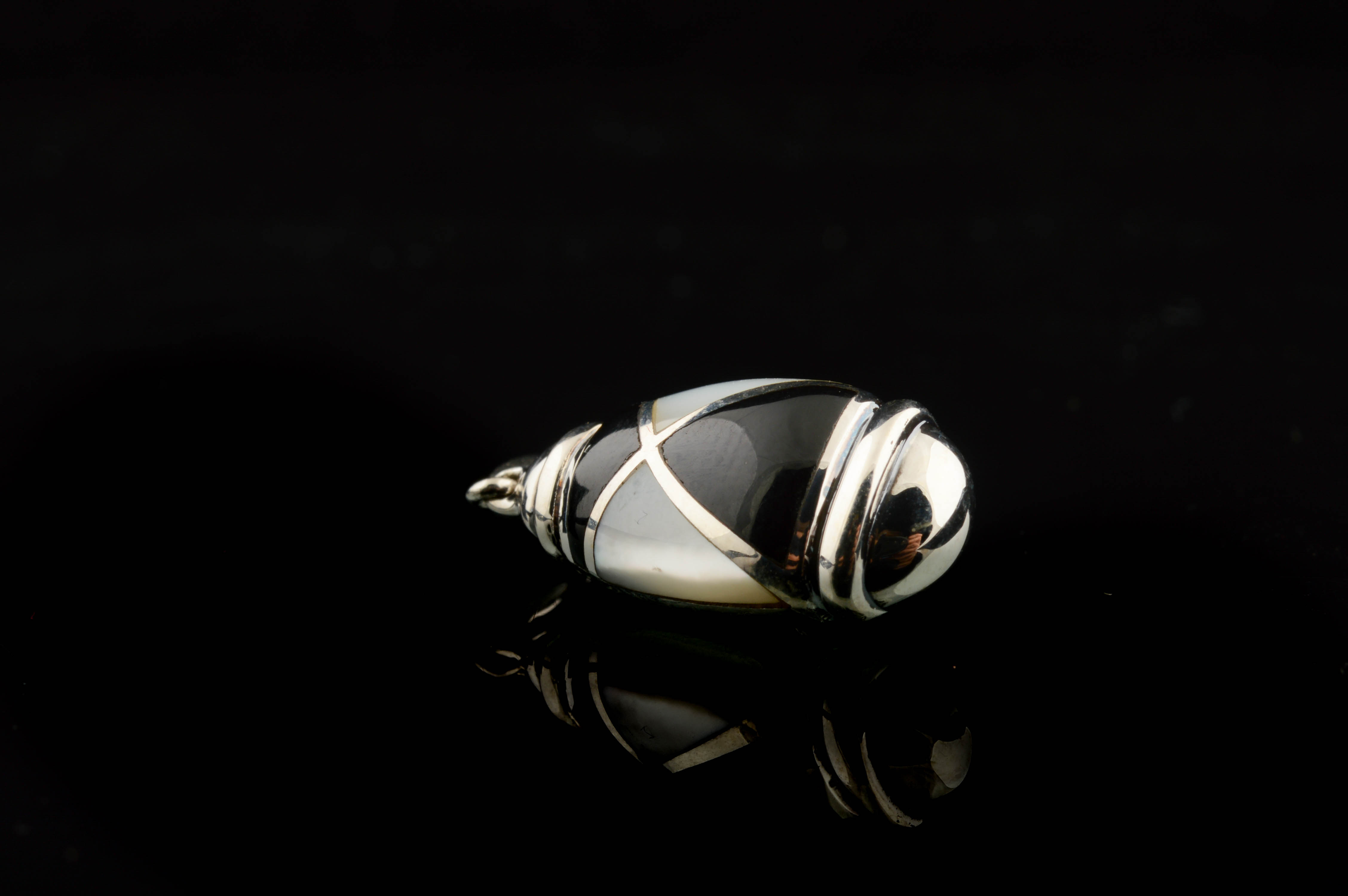 Asch Grossbardt Sterling Silver, Onyx and Mother of Pearl Earrings