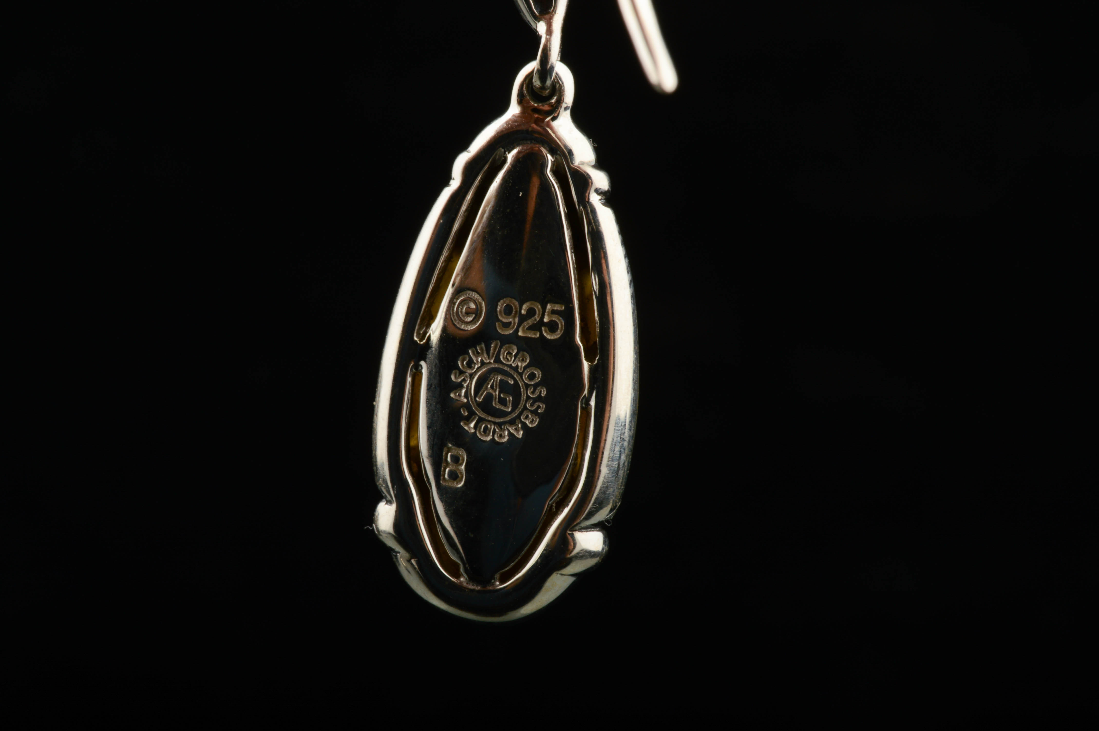 Asch Grossbardt Sterling Silver, Onyx and Mother of Pearl Earrings