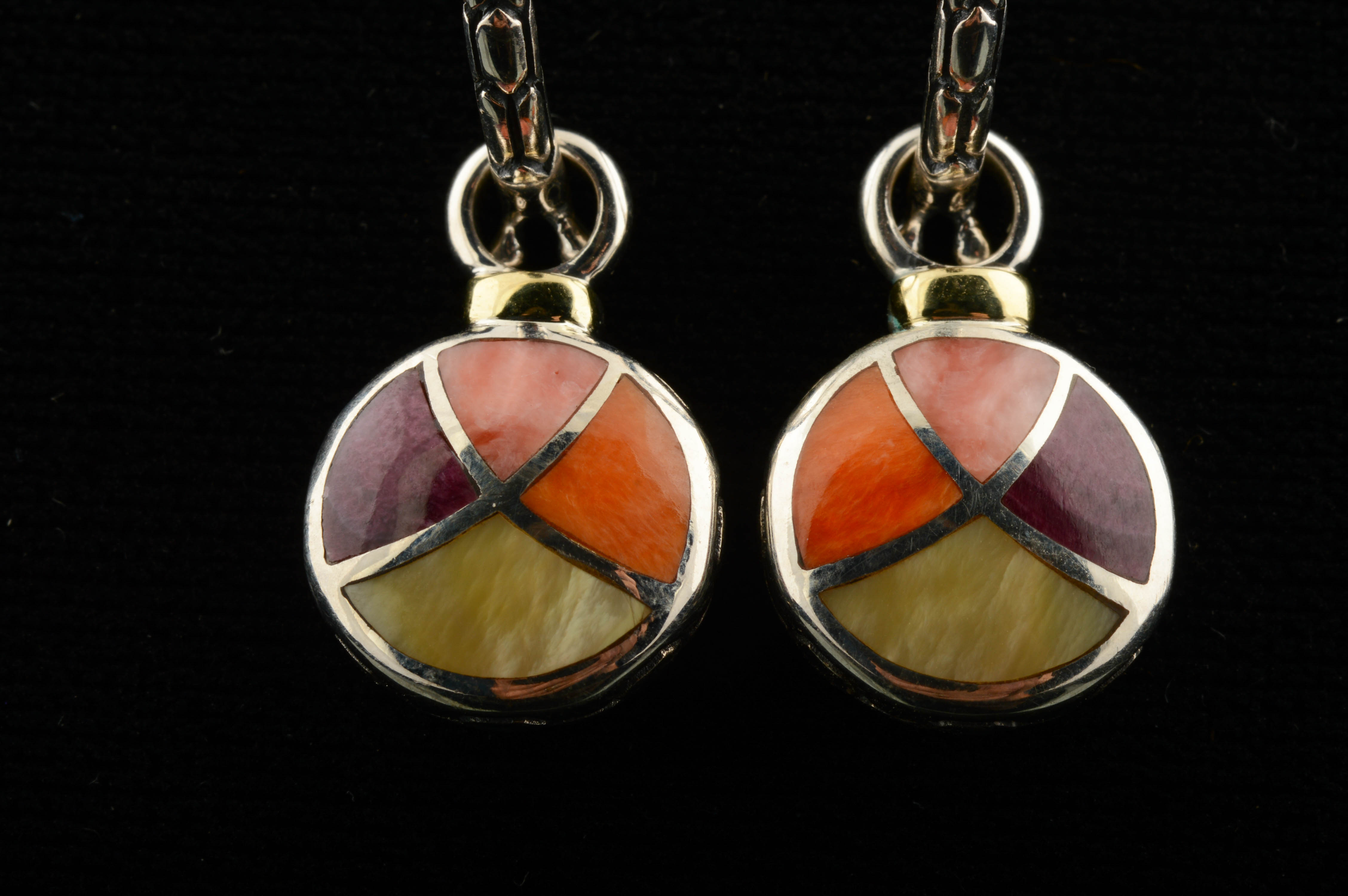 Asch Grossbardt Sterling Silver, 18K Yellow Gold Agate Earrings
