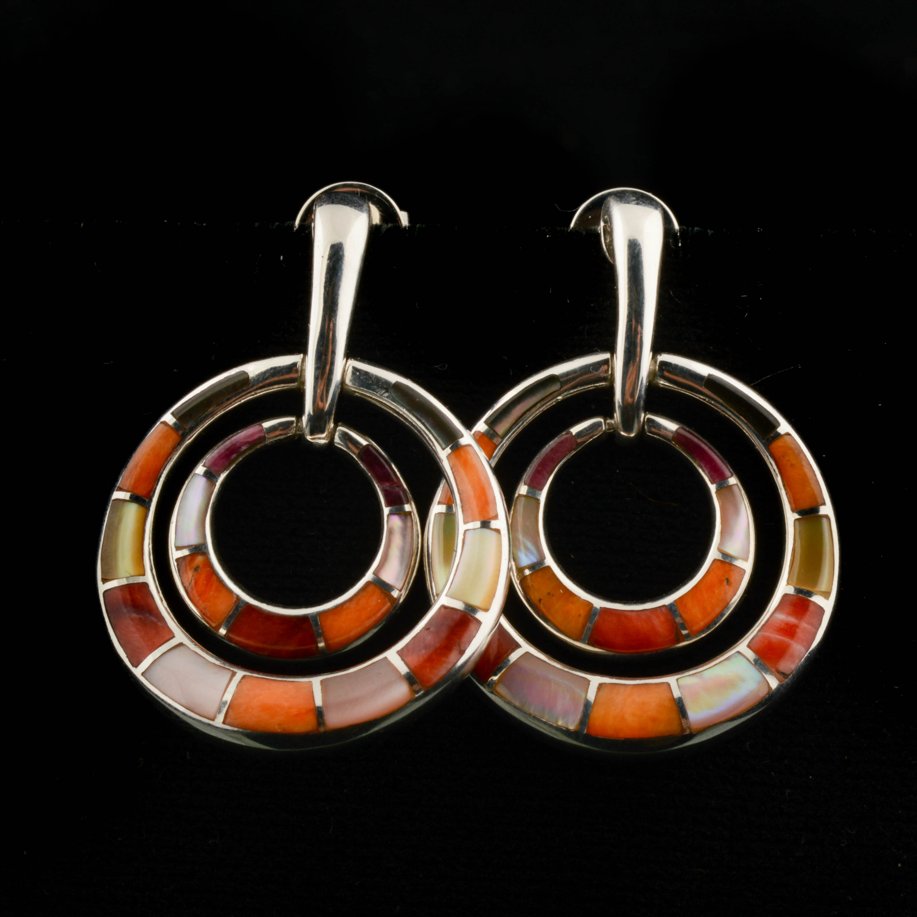 Asch Grossbardt Sterling Silver Agate and Mother of Pearl Earrings