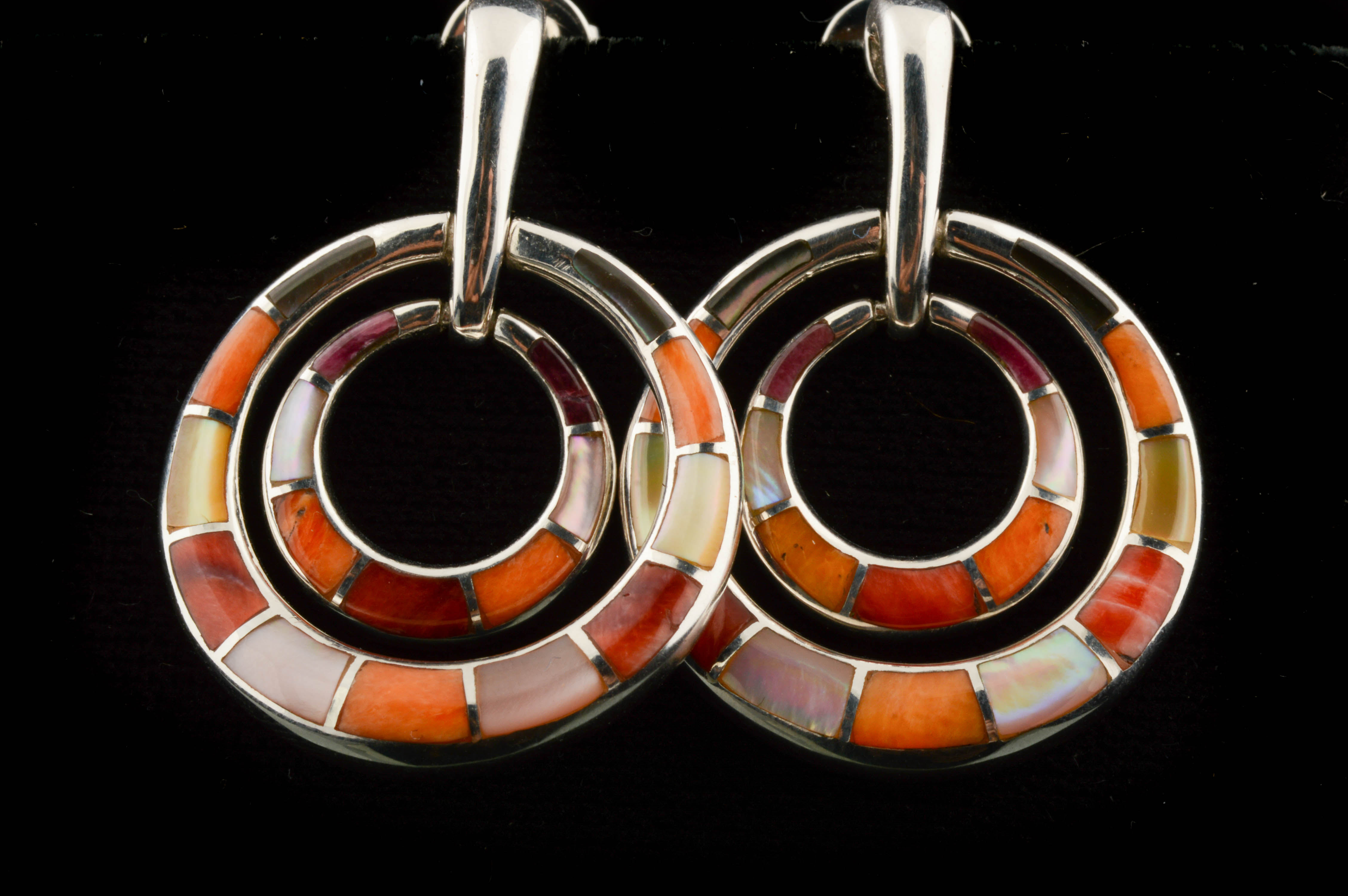 Asch Grossbardt Sterling Silver Agate and Mother of Pearl Earrings