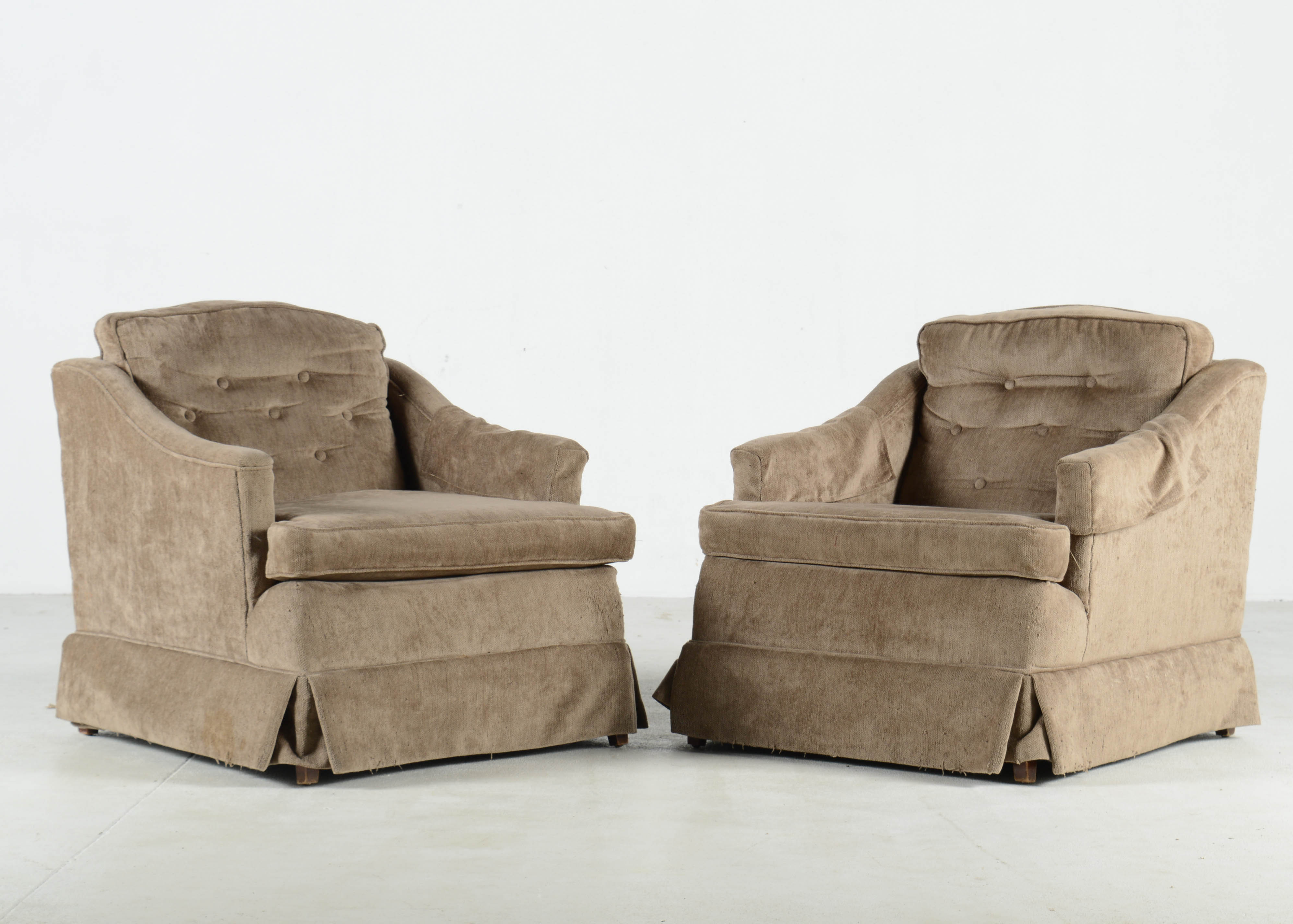 Velour Upholstered Club Chairs