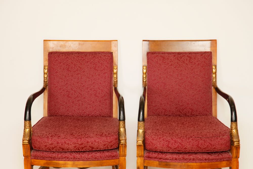 French Empire Style Fauteuil Armchairs