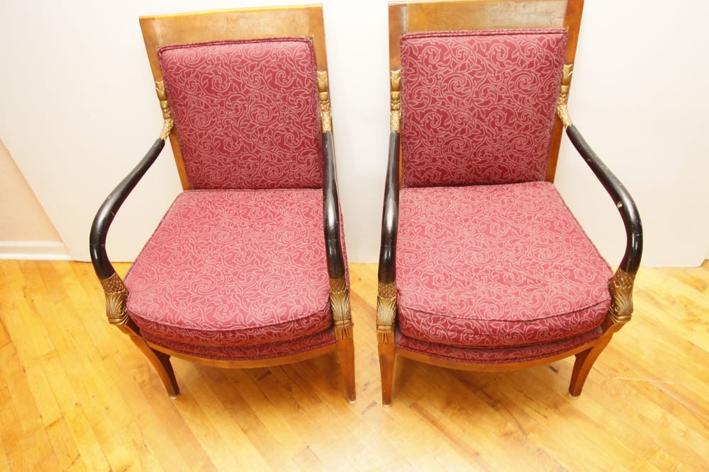 French Empire Style Fauteuil Armchairs