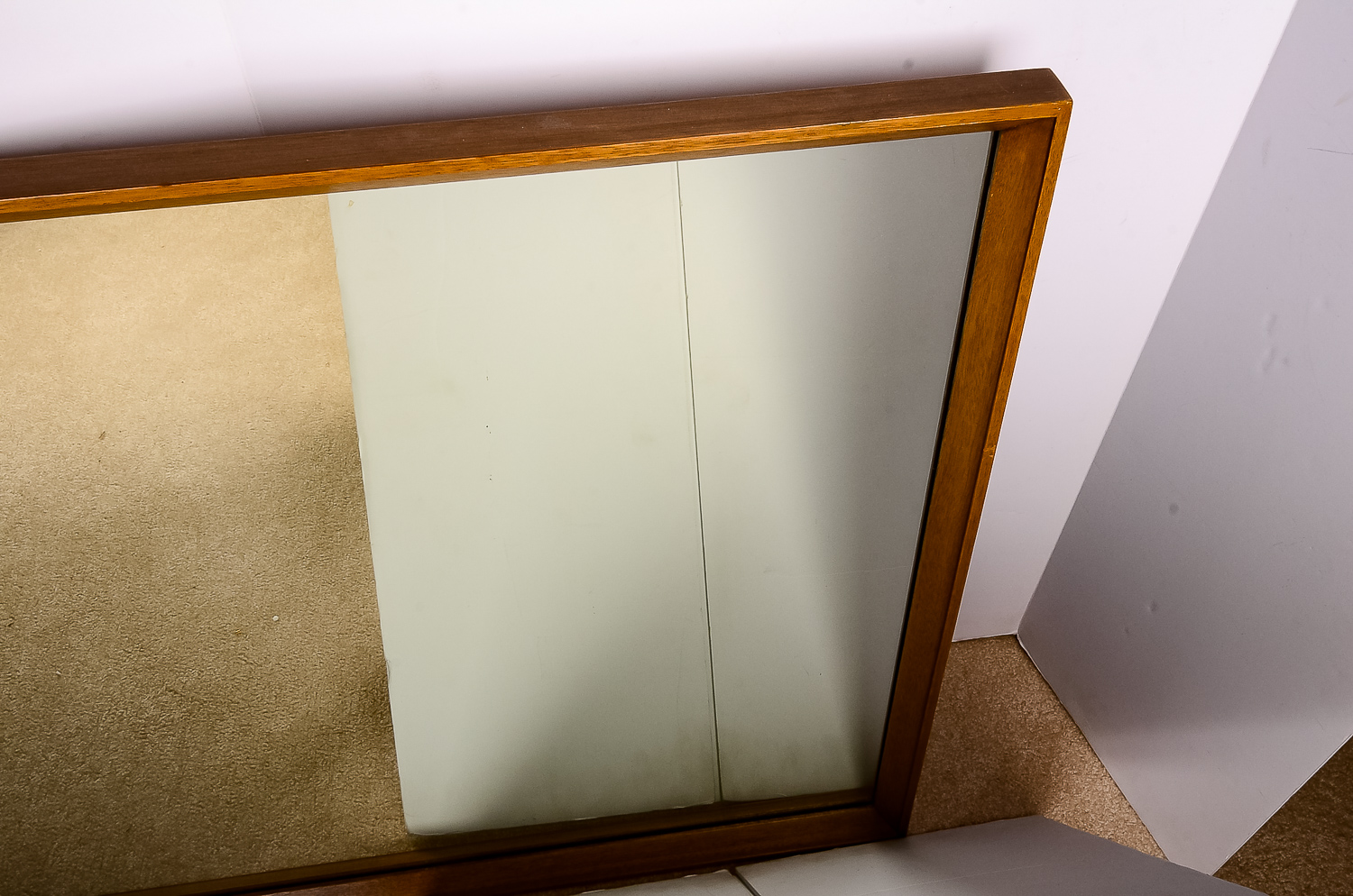 Rectangular Wall Mirror with Raised Edge Wood Frame