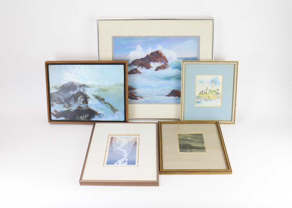 Group of Water-Themed Framed Art